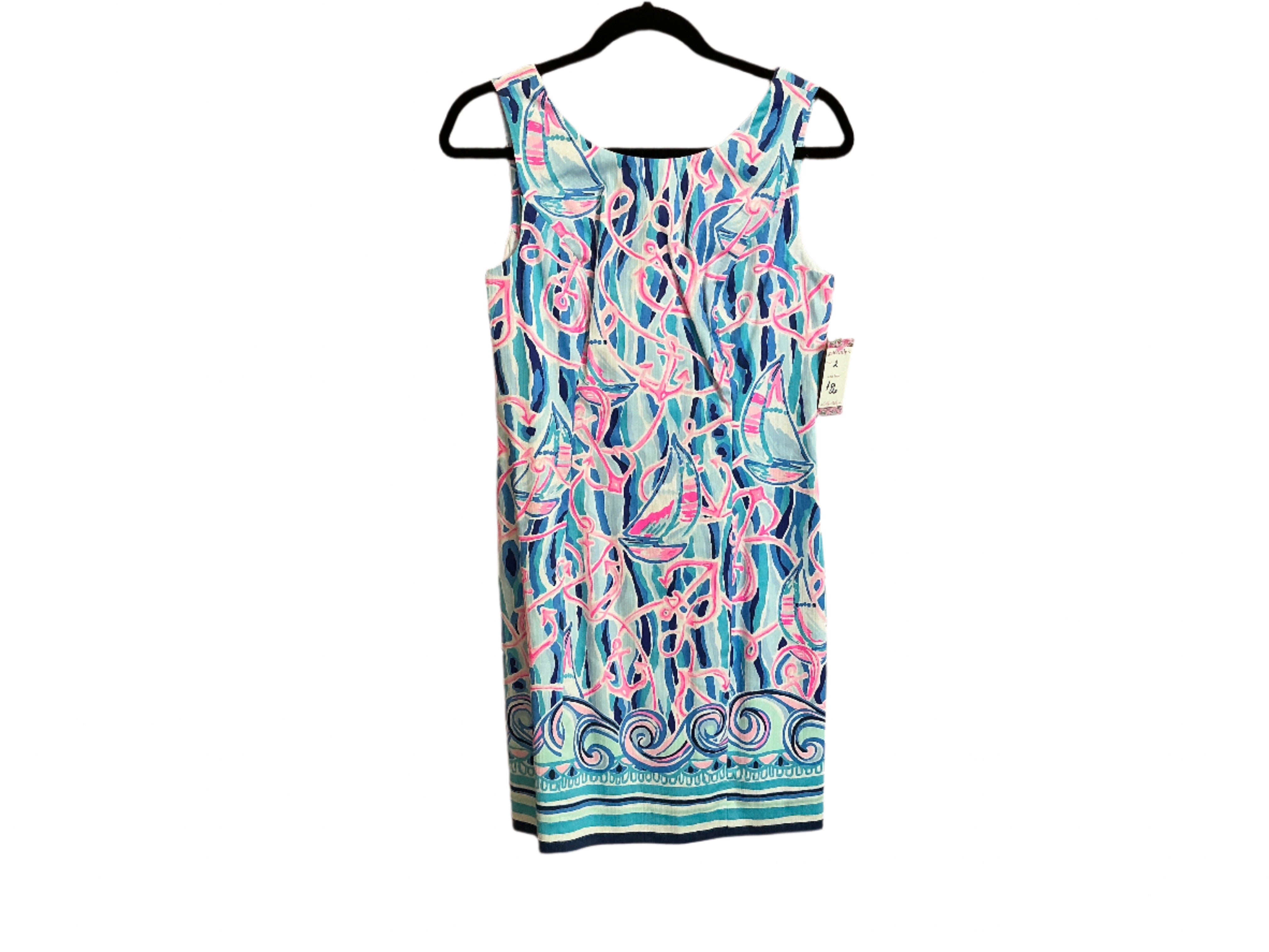 Lilly Pulitzer Mila Shift Stretch dress in the Skim Blue "Reel Nauti" print - Size 2