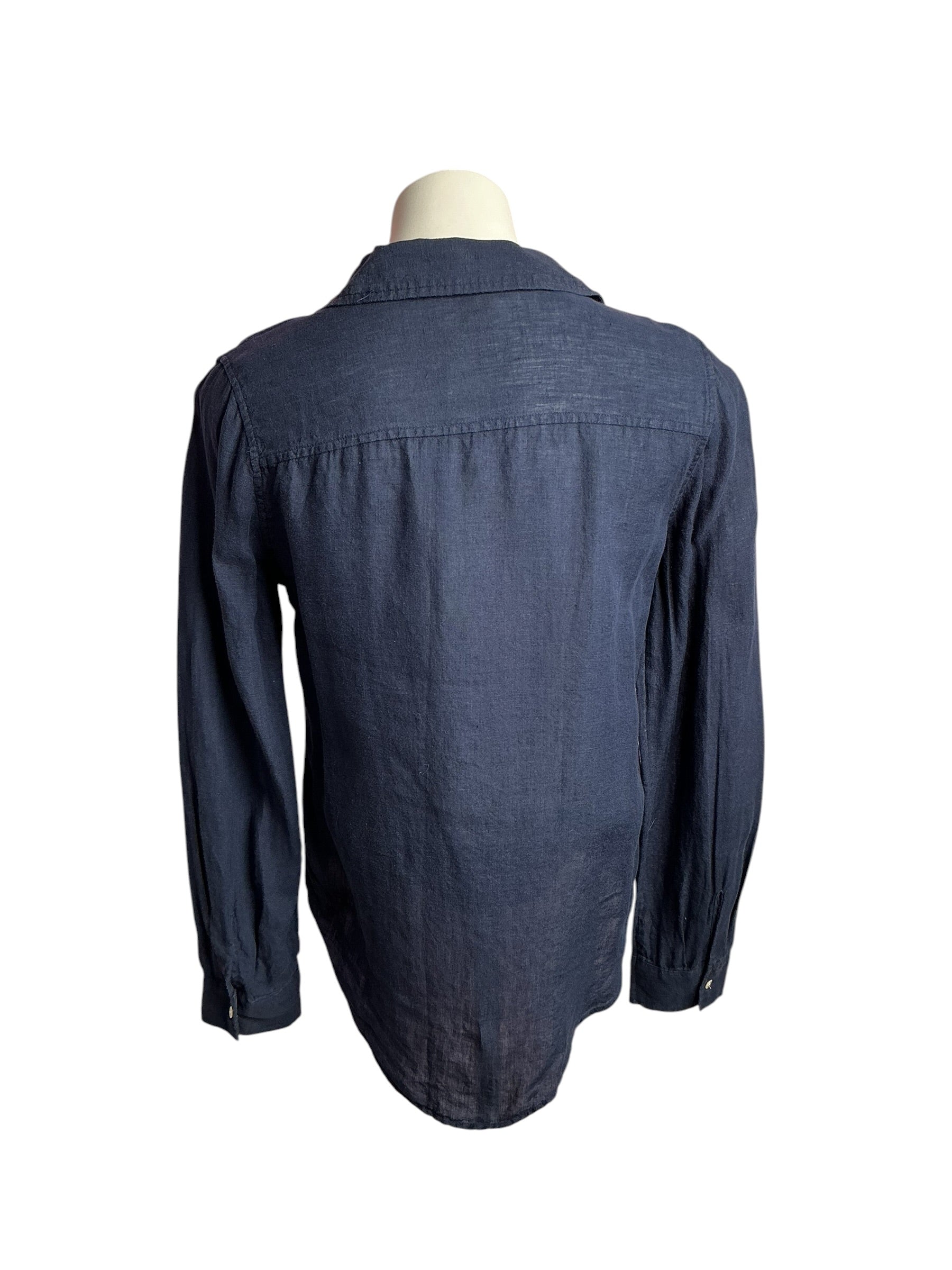 Lilly Pulitzer- Sea View Linen Button Down Top True Navy Size S