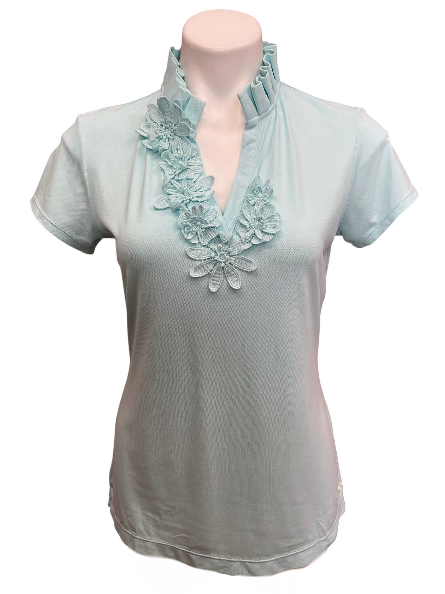 Lilly Pulitzer Frida UPF 50+ Polo Top Celestial Blue - Size M