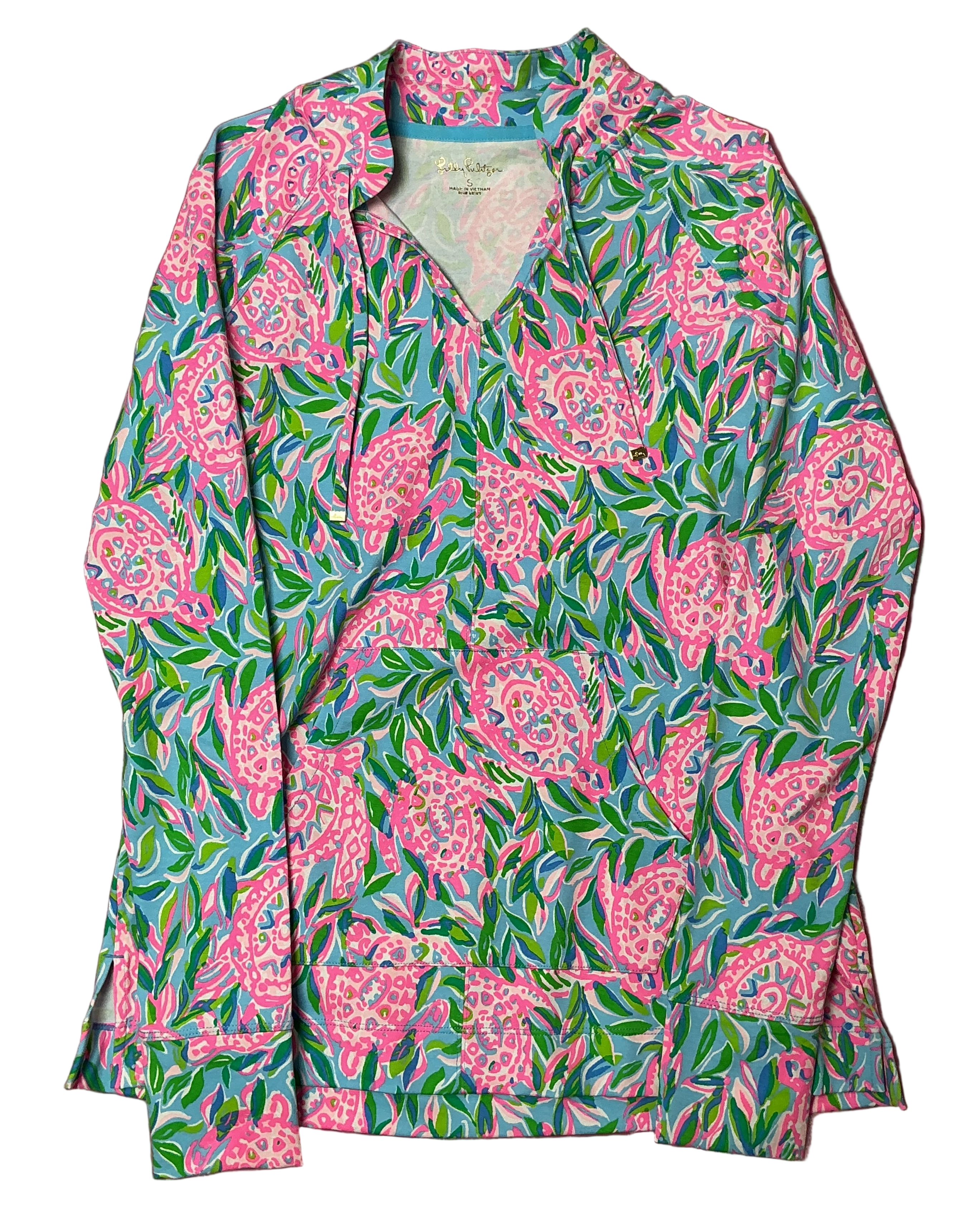 Lilly Pulitzer NWT - Cassi UPF 50+ Popover - Frenchie Blue Turtley In Love - Size S