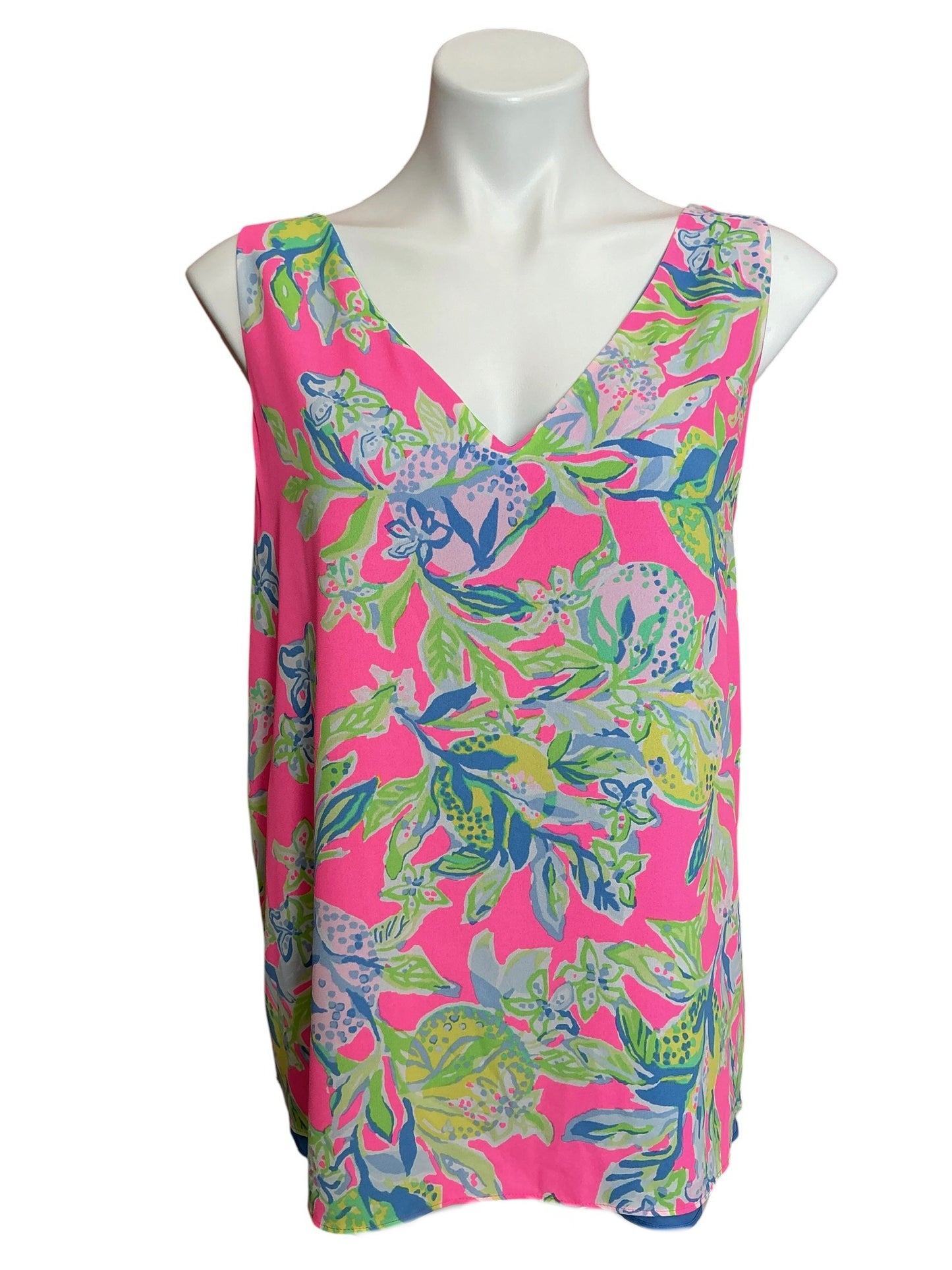 Lilly Pulitzer NWT Florin Sleeveless V Neck Top Multi Squeeze The Day - Size XL