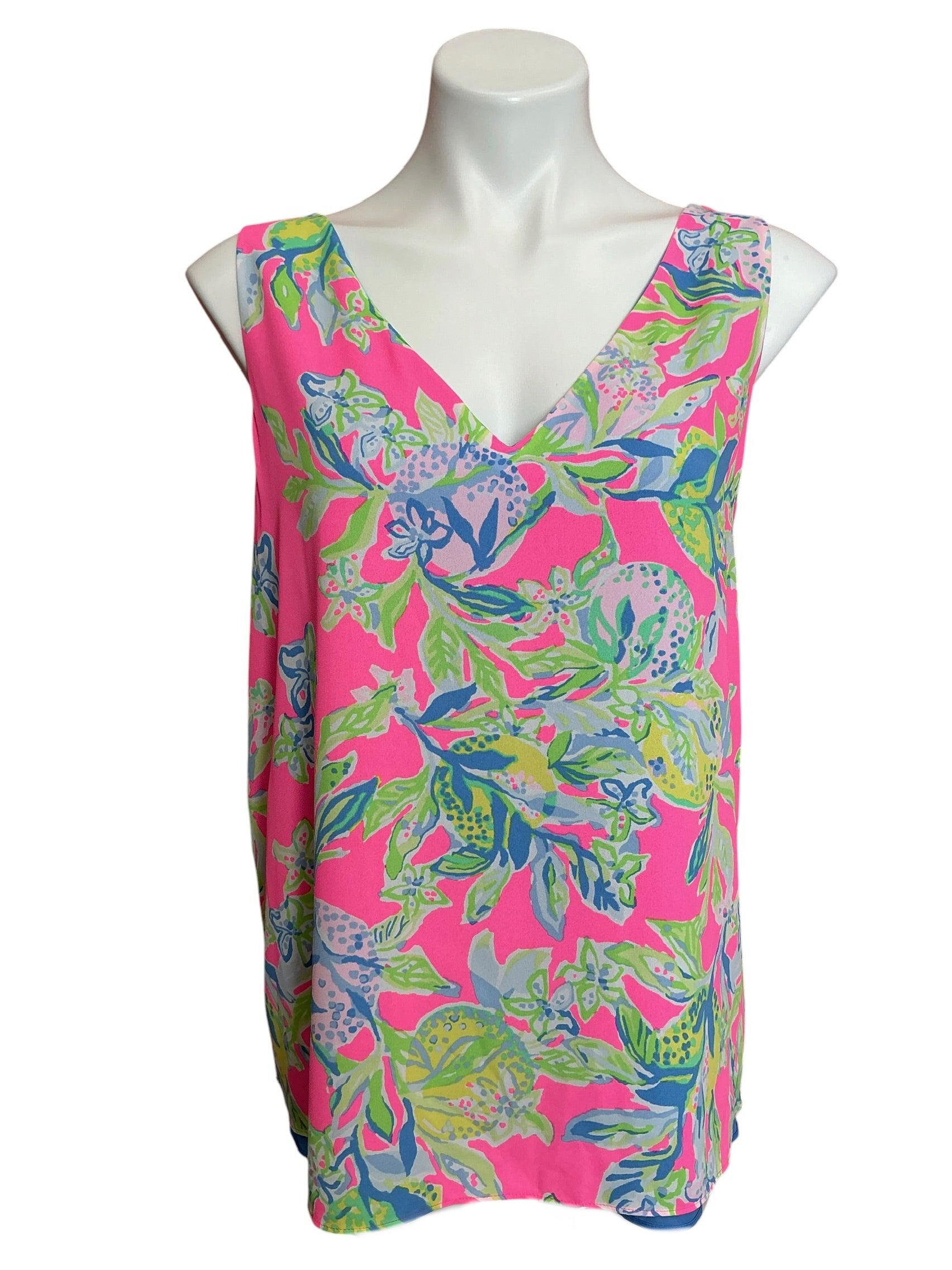 Lilly Pulitzer NWT Florin Sleeveless V Neck Top Multi Squeeze The Day - Size XL