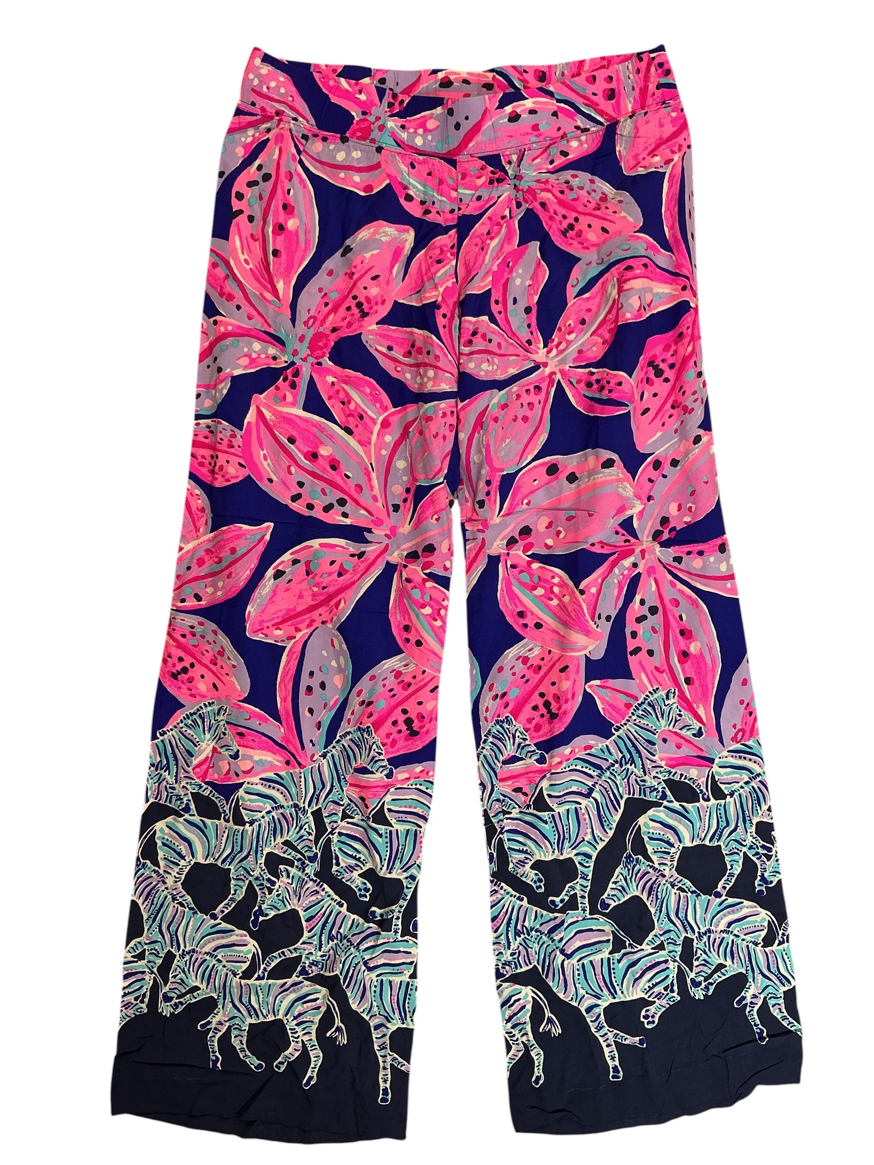 Lilly Pulitzer Bal Harbour Palazzo Pants Royal Purple Wild Child Engineered - Size M
