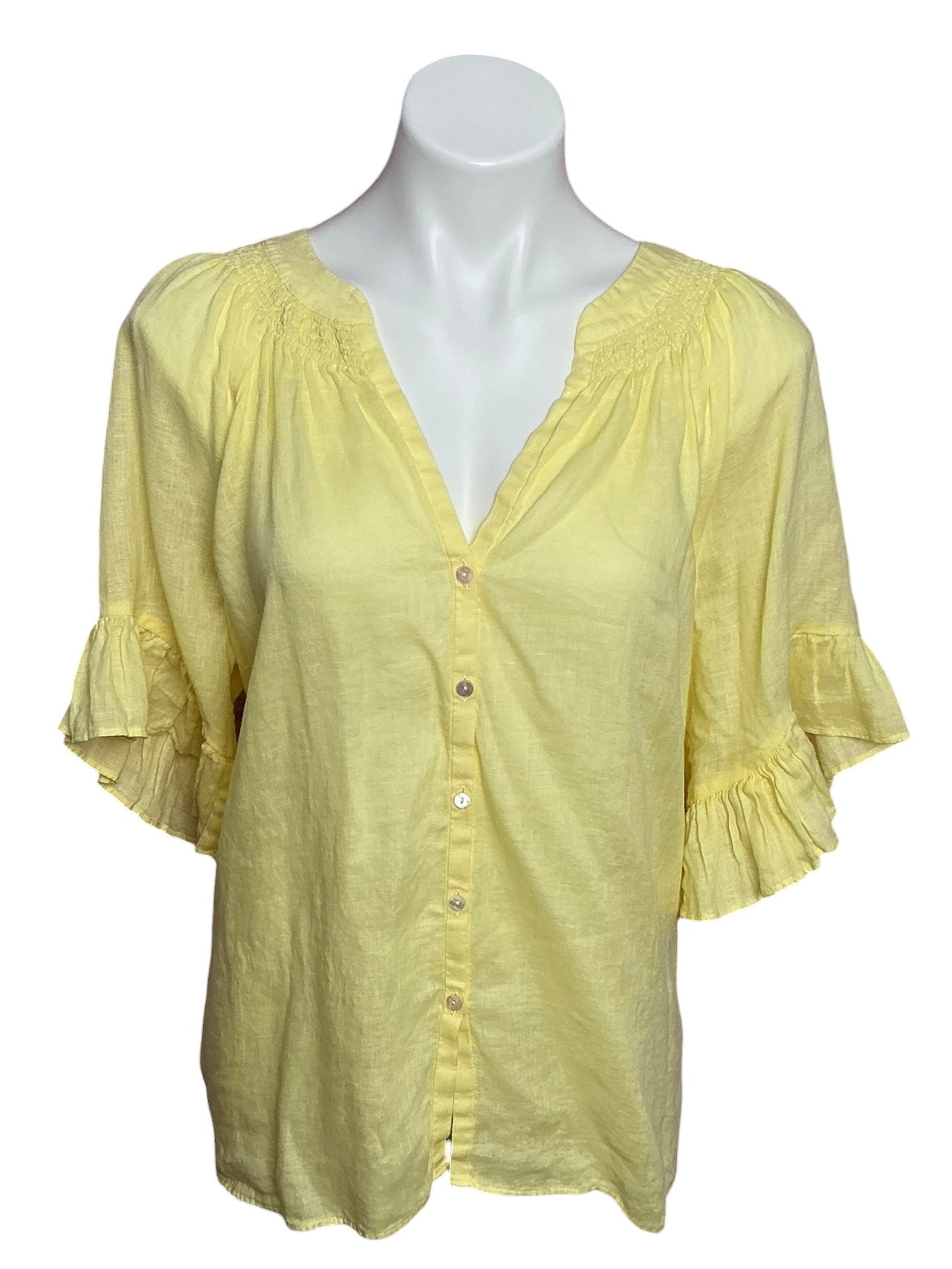 Lilly Pulitzer Tayla Short Sleeve Linen Top Creme Fraiche - Size XL