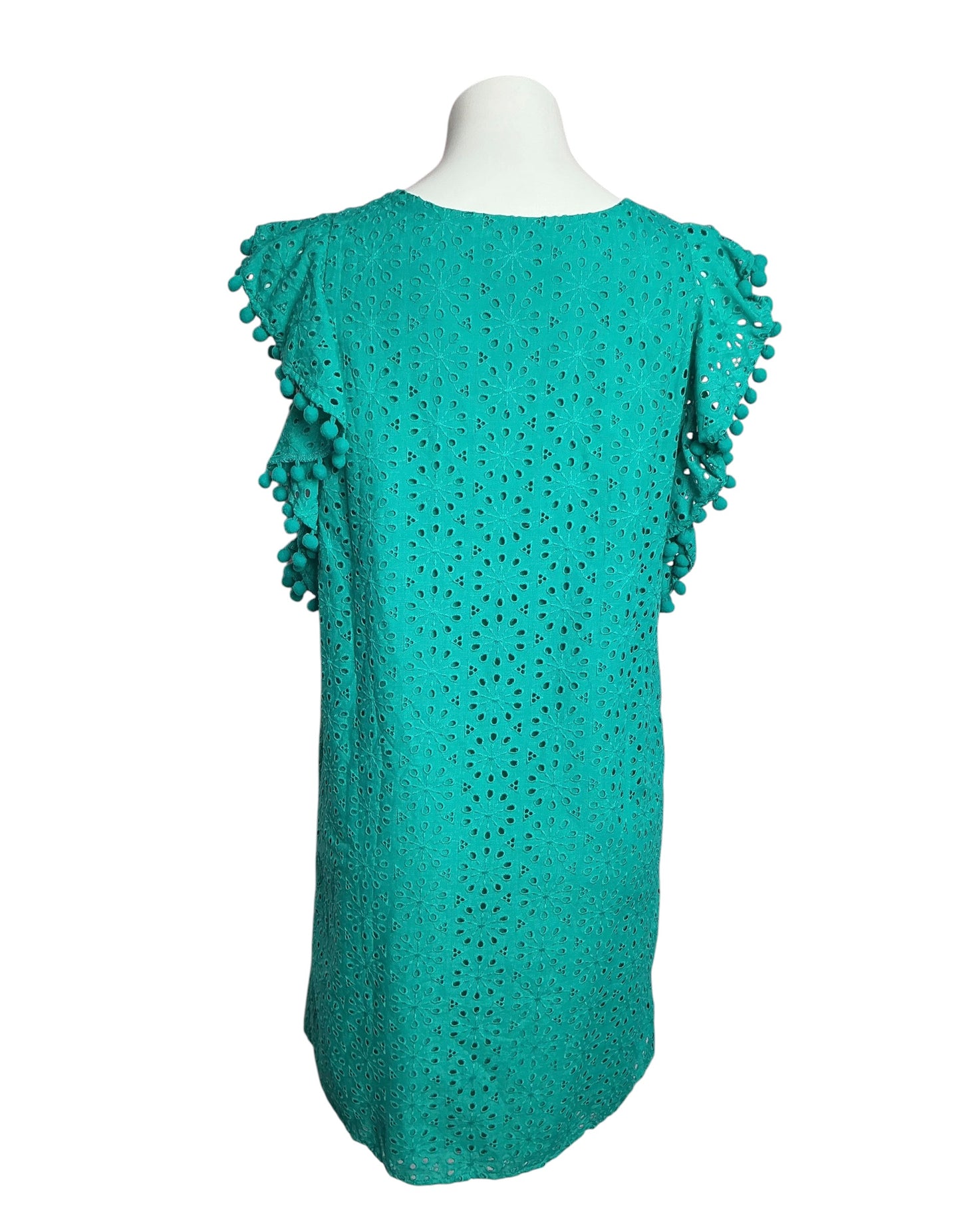 Lilly Pulitzer Astara Flutter Sleeve Water Lilly Green Neon Sunburst Eyelet Dress - Size M