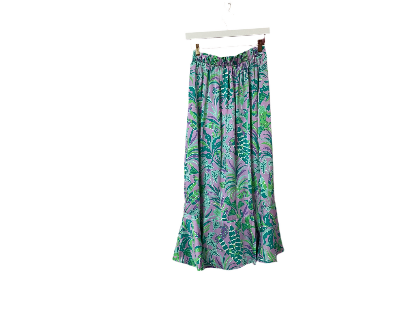 Lilly Pulitzer NWT Britney Midi Skirt Purple Iris On The Chase - Size XS