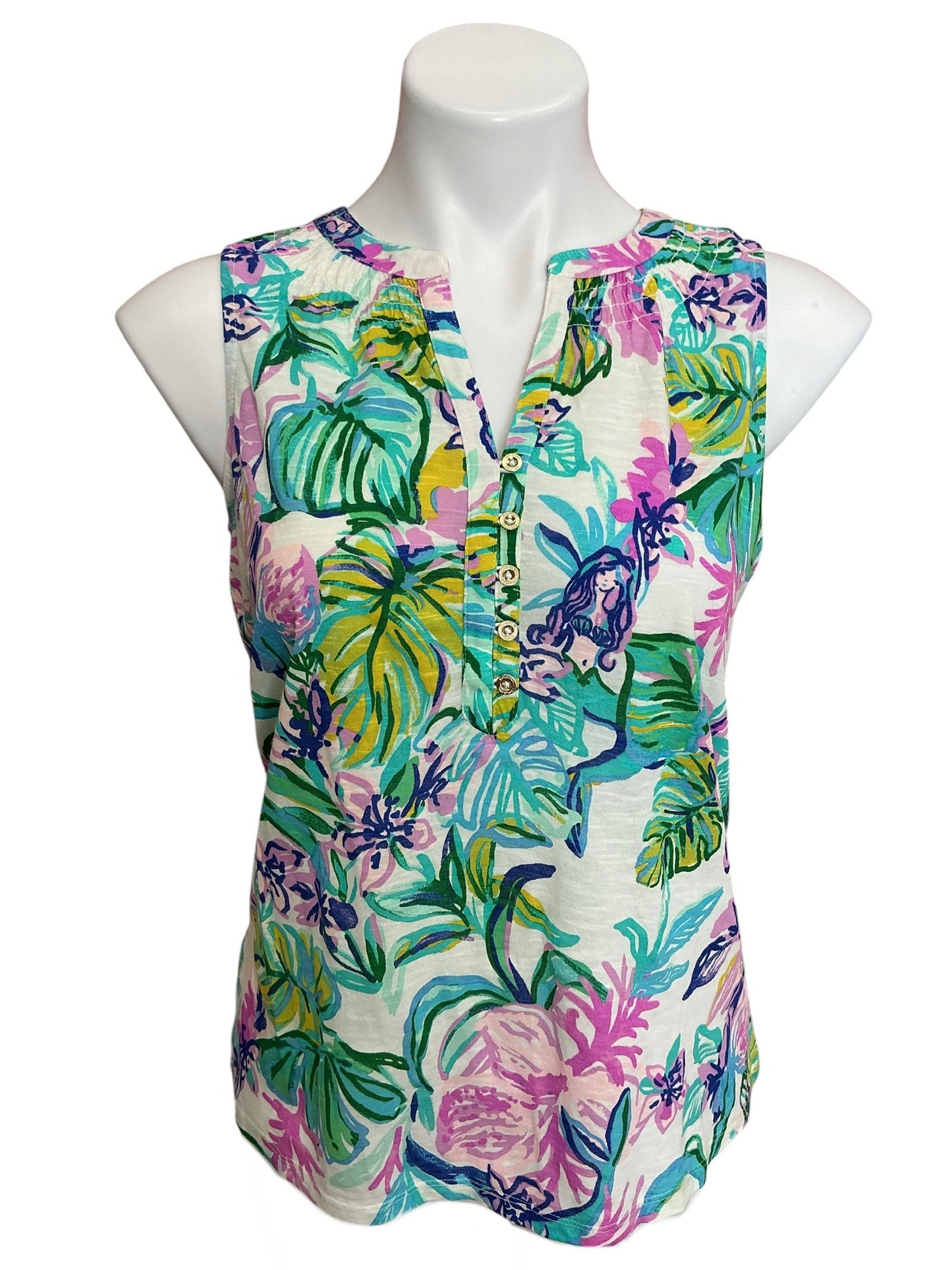 Lilly Pulitzer NWT Essie Top Resort White Mermaid In The Shade - Size S