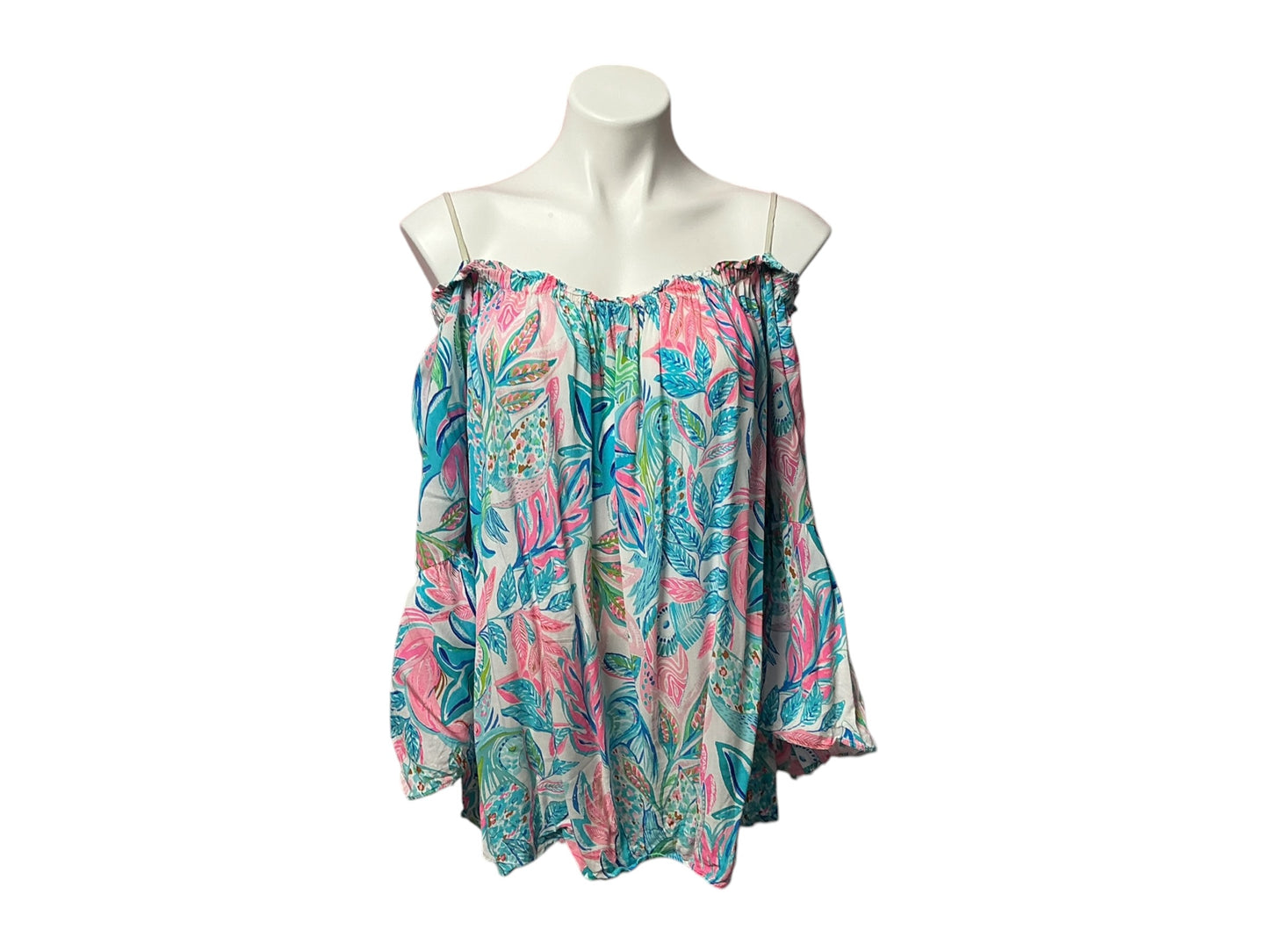 Lilly Pulitzer Nevie Off-The-Shoulder Top Toucan Do It Better - Size XL