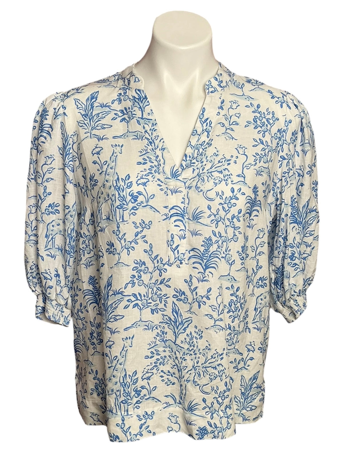 Lilly Pulitzer Fiesta Blouse Resort White Tall Tales - Size 8