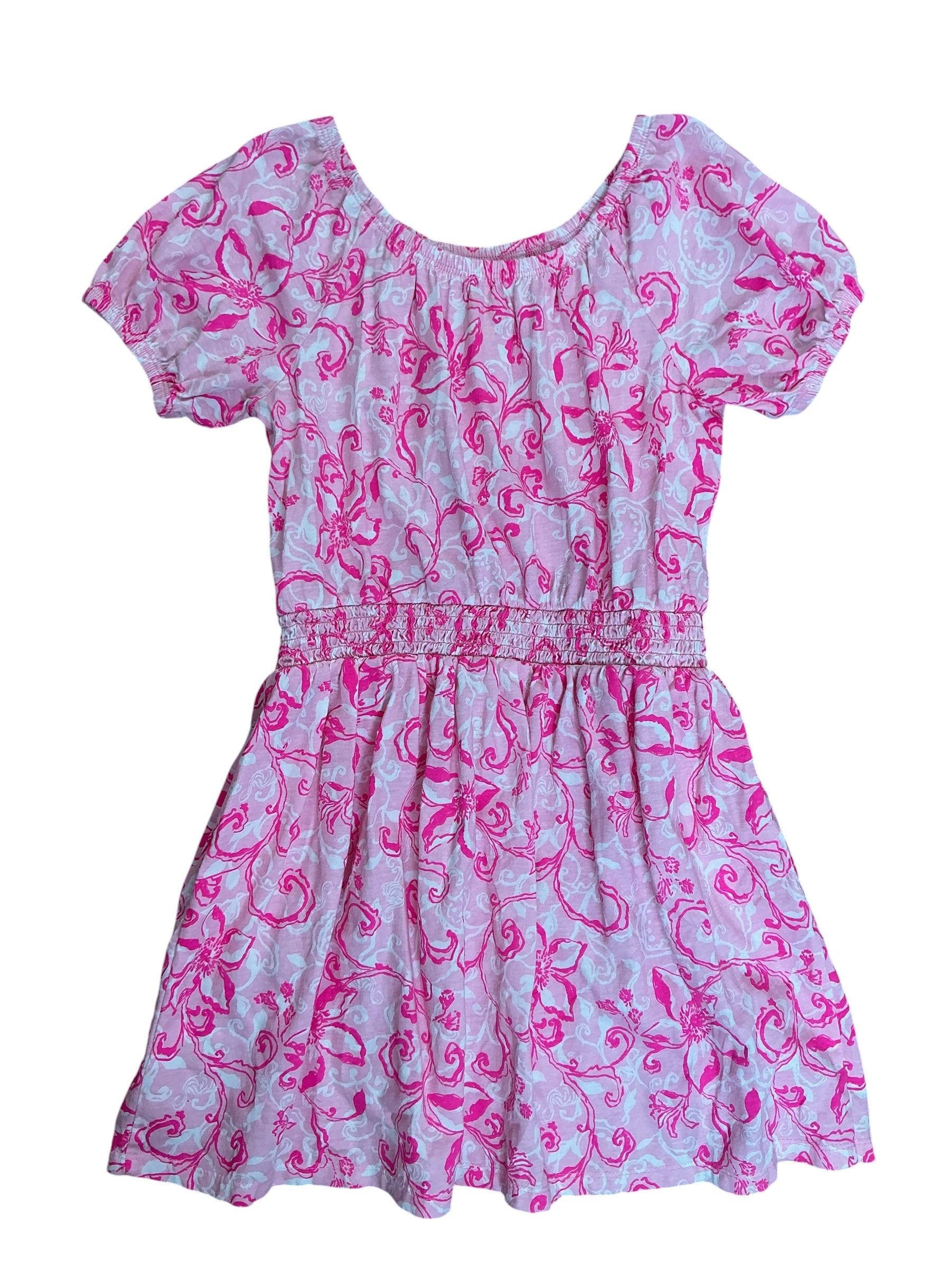 Lilly Pulitzer Kids Girls Wyndmoor Dress Conch Shell Pink Flamingle Garden - Size L 8-10