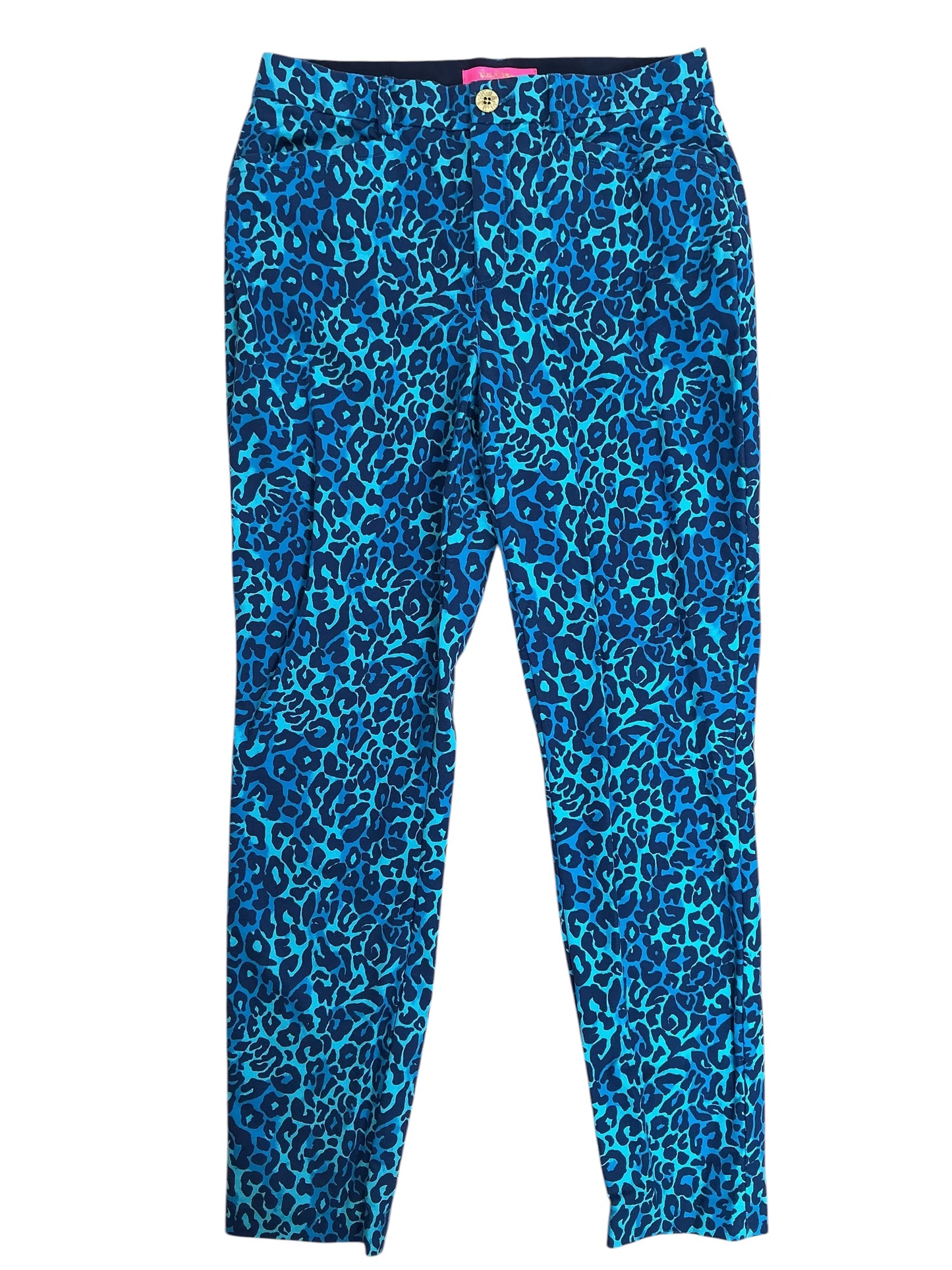 Lilly Pulitzer Kelly Stretch Pants Oyster Bay Navy My Favorite Spot - Size 10