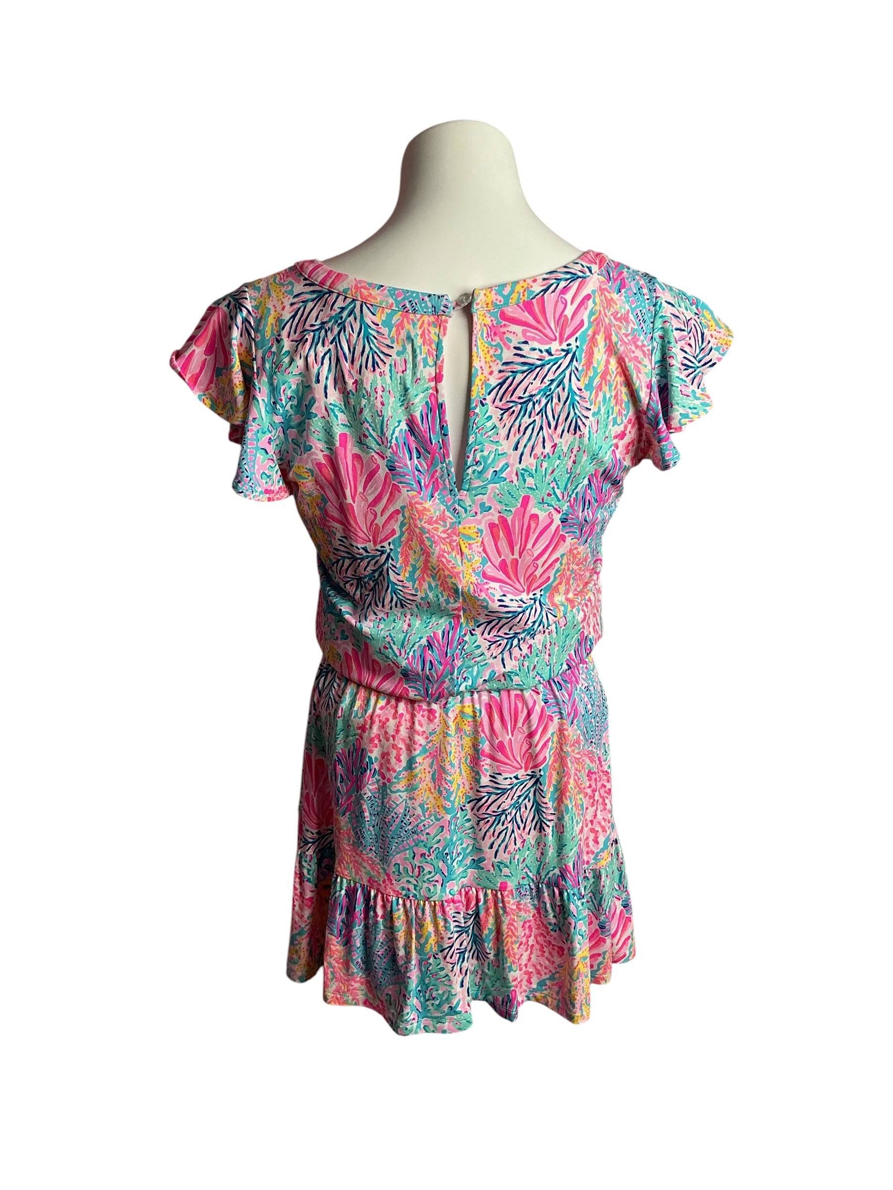 Lilly Pulitzer- Ravi Short Sleeve Romper Multi Splash-Dance Size XS