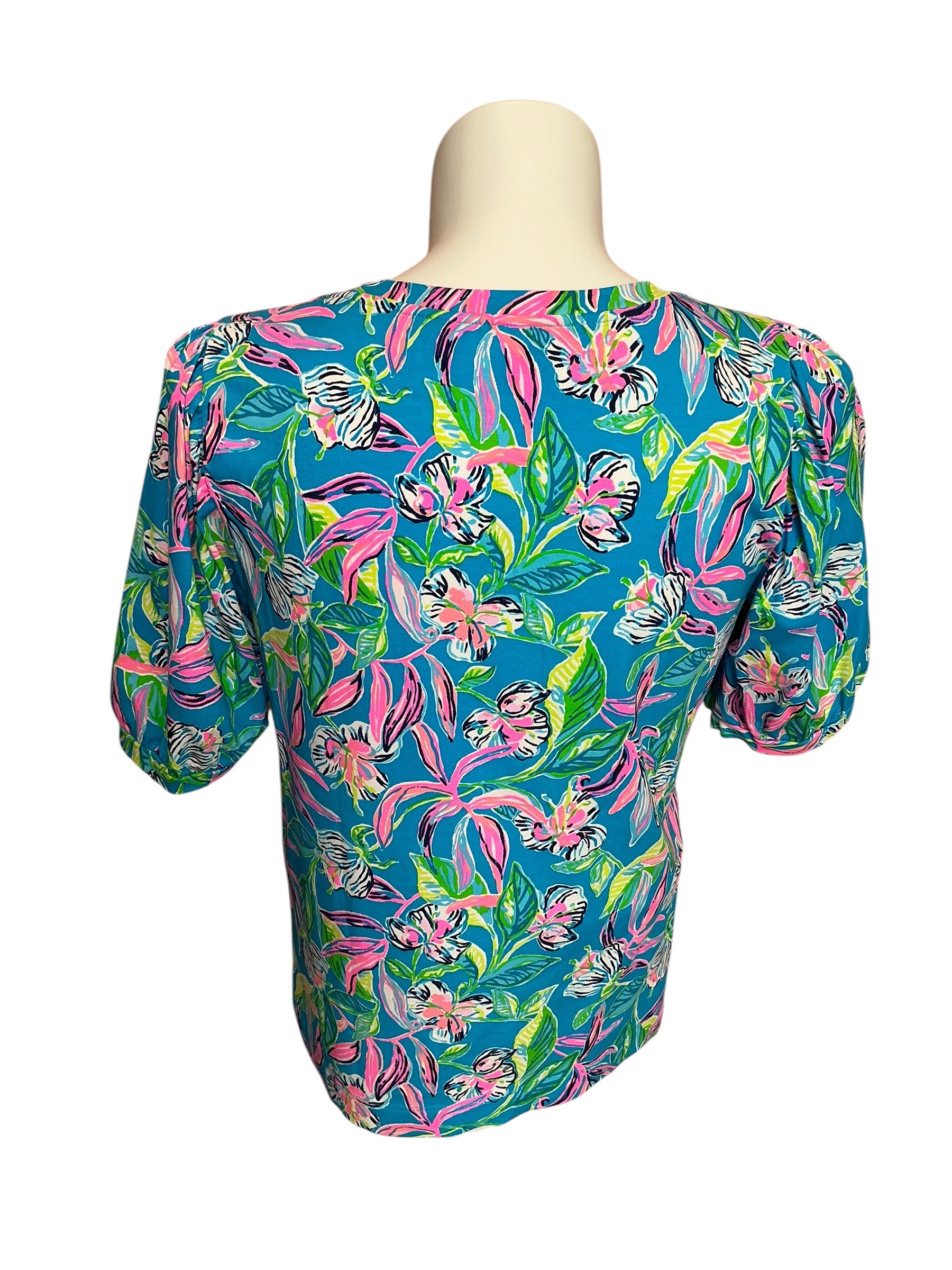 Lilly Pulitzer Rhett Knit Top Formentera Turquoise Keep On Beleafing - Size XL