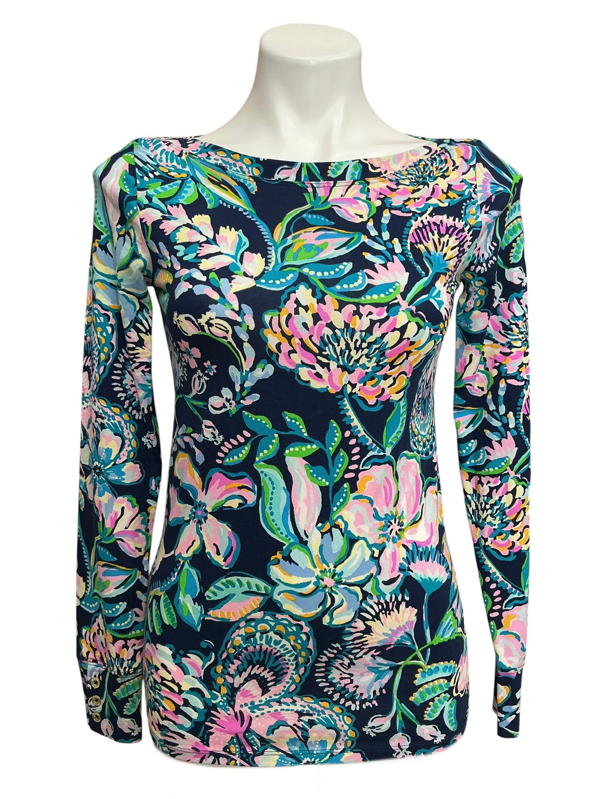 Lilly Pulitzer Aleah Top High Tide Navy She’s Got Sol - Size XS