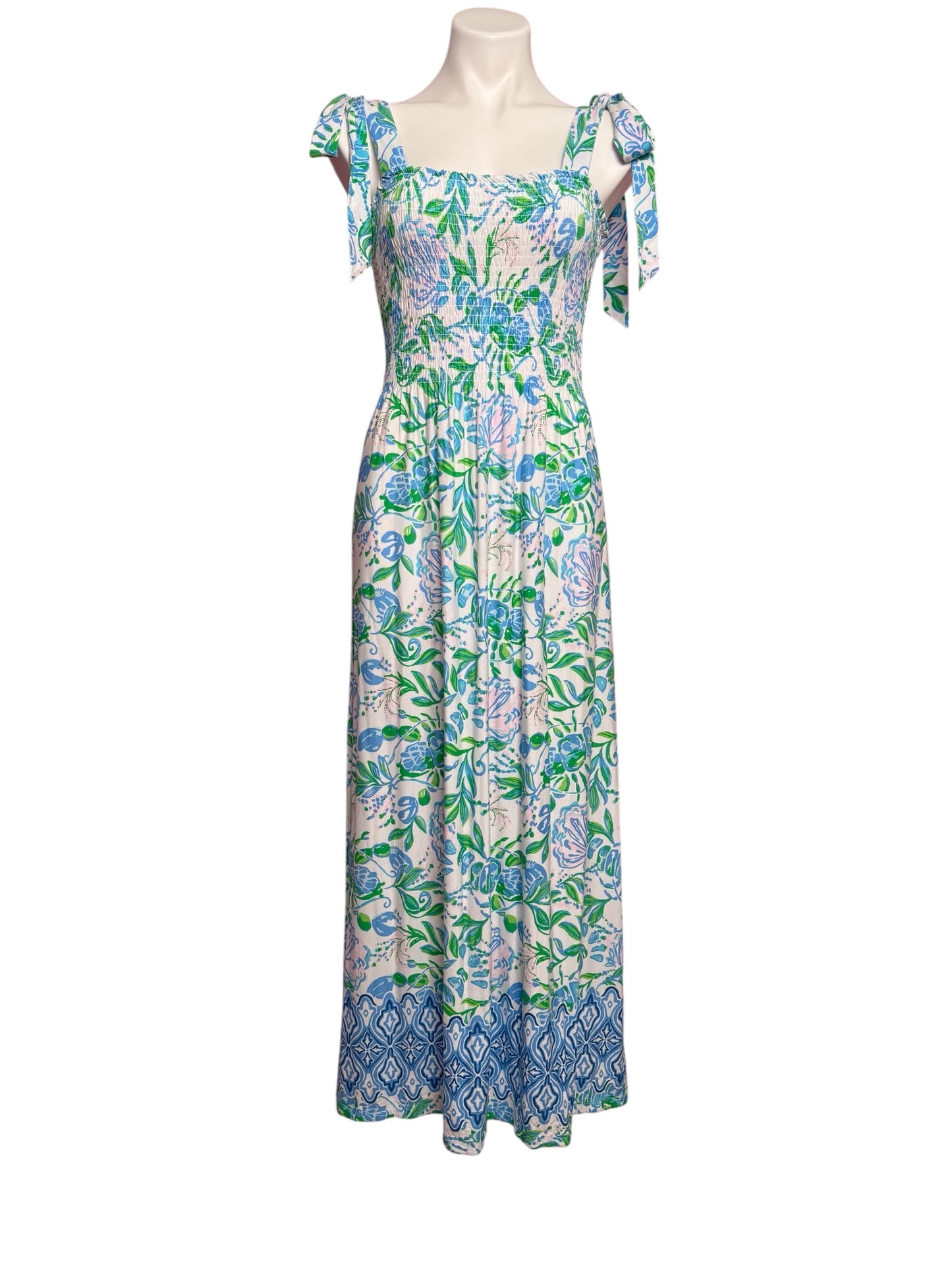 Lilly Pulitzer Kailua Smocked Maxi Dress, Resort White- Just A Pinch Size L