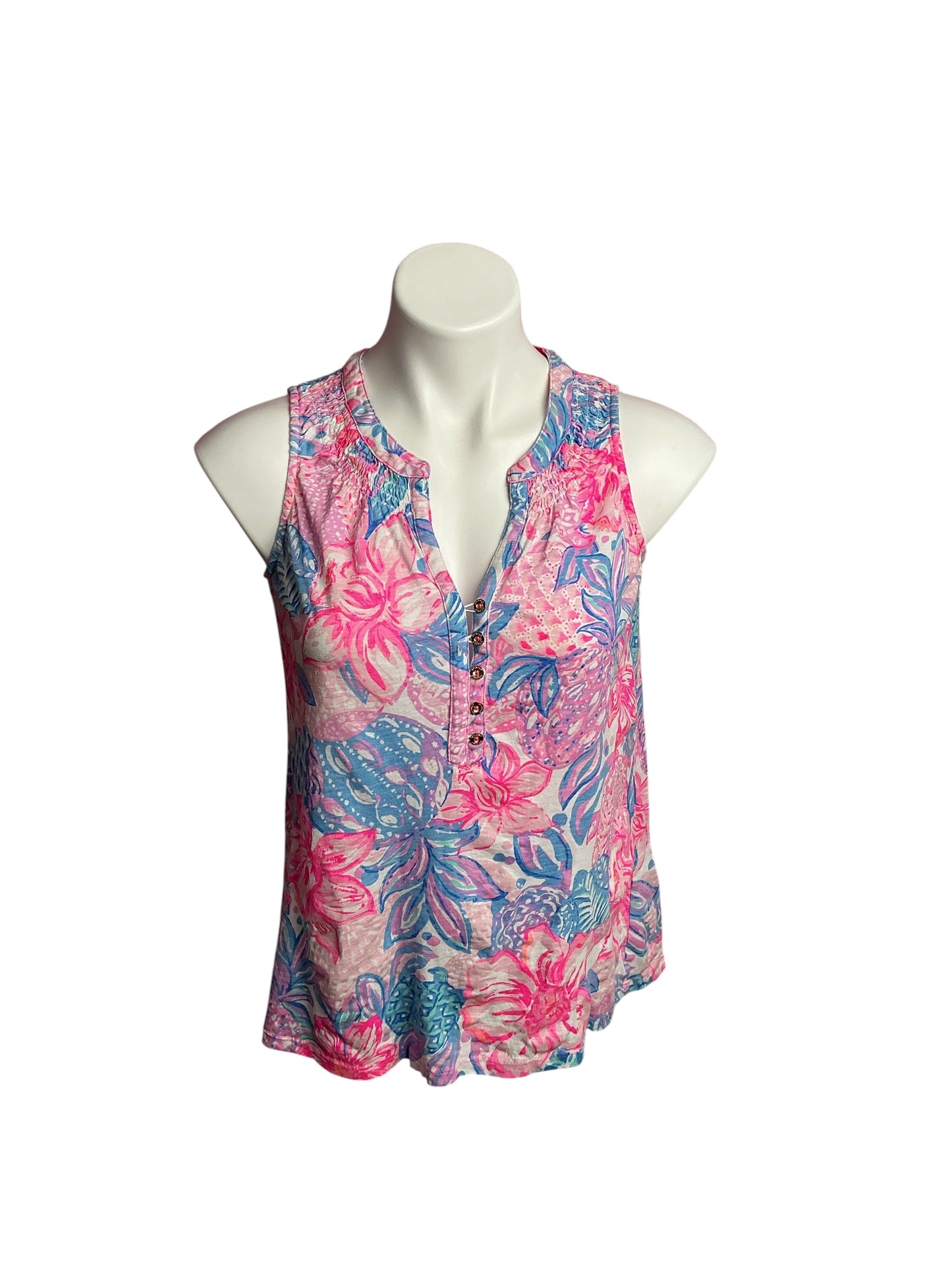 Lilly Pulitzer- Essie Top Pink Isle Snappy Turtle Size S
