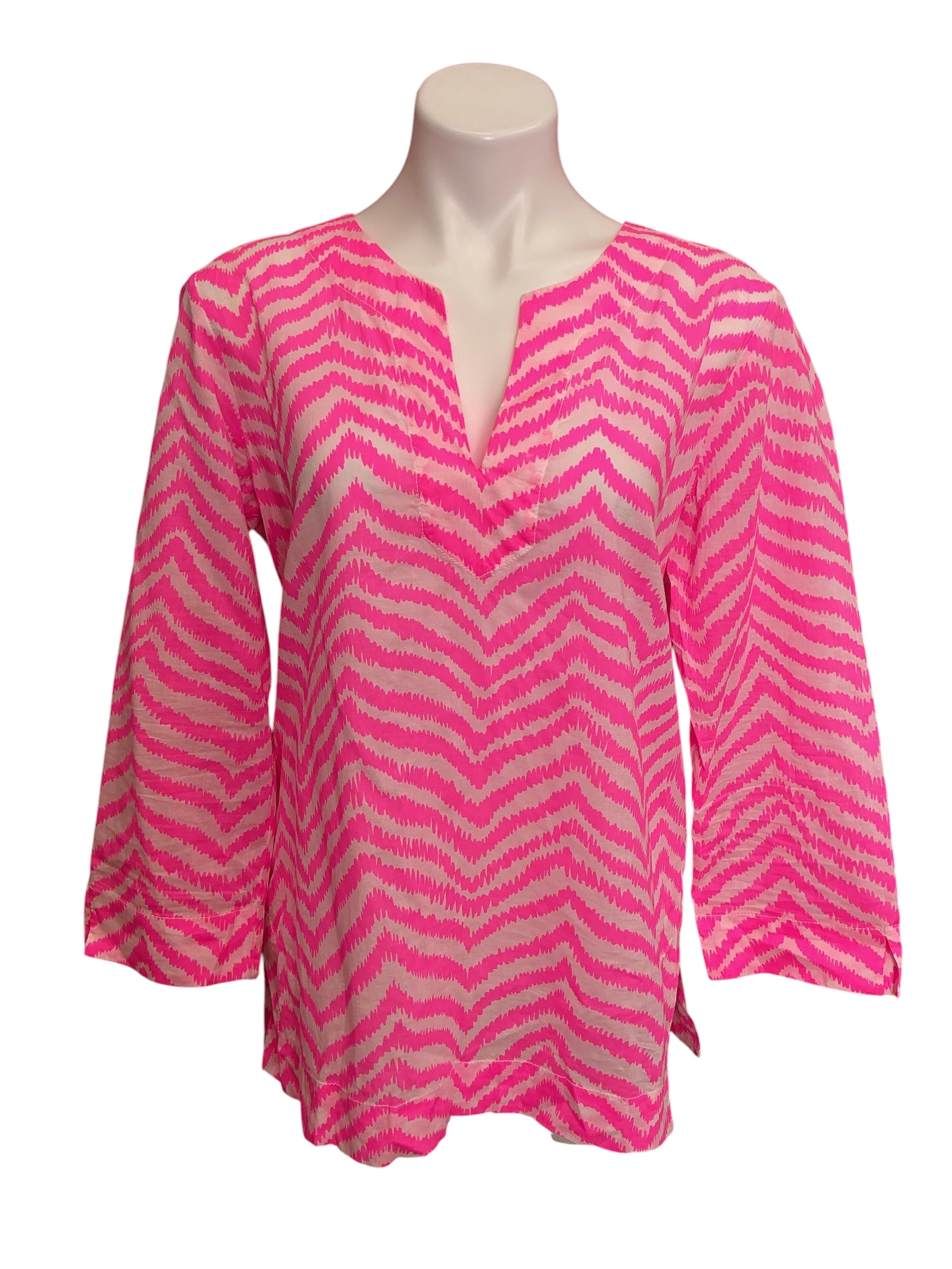 Lilly Pulitzer Amelia Tunic Top Pink Zebron Stripes - Size L