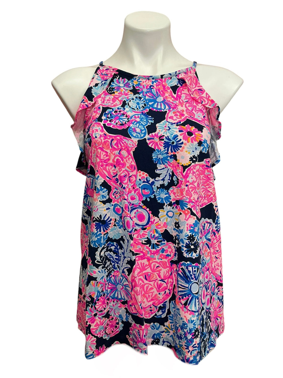 Lilly Pulitzer Billie Tank Top High Tide Navy In Turtle Amazement - Size XL