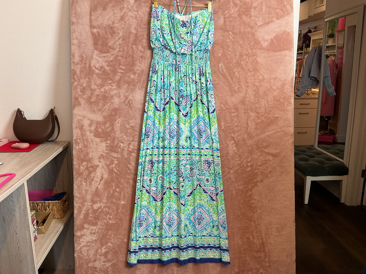 Lilly Pulitzer NWT Marine Maxi Dress Blue Ibiza Open Water Engineered Maxi - Size S