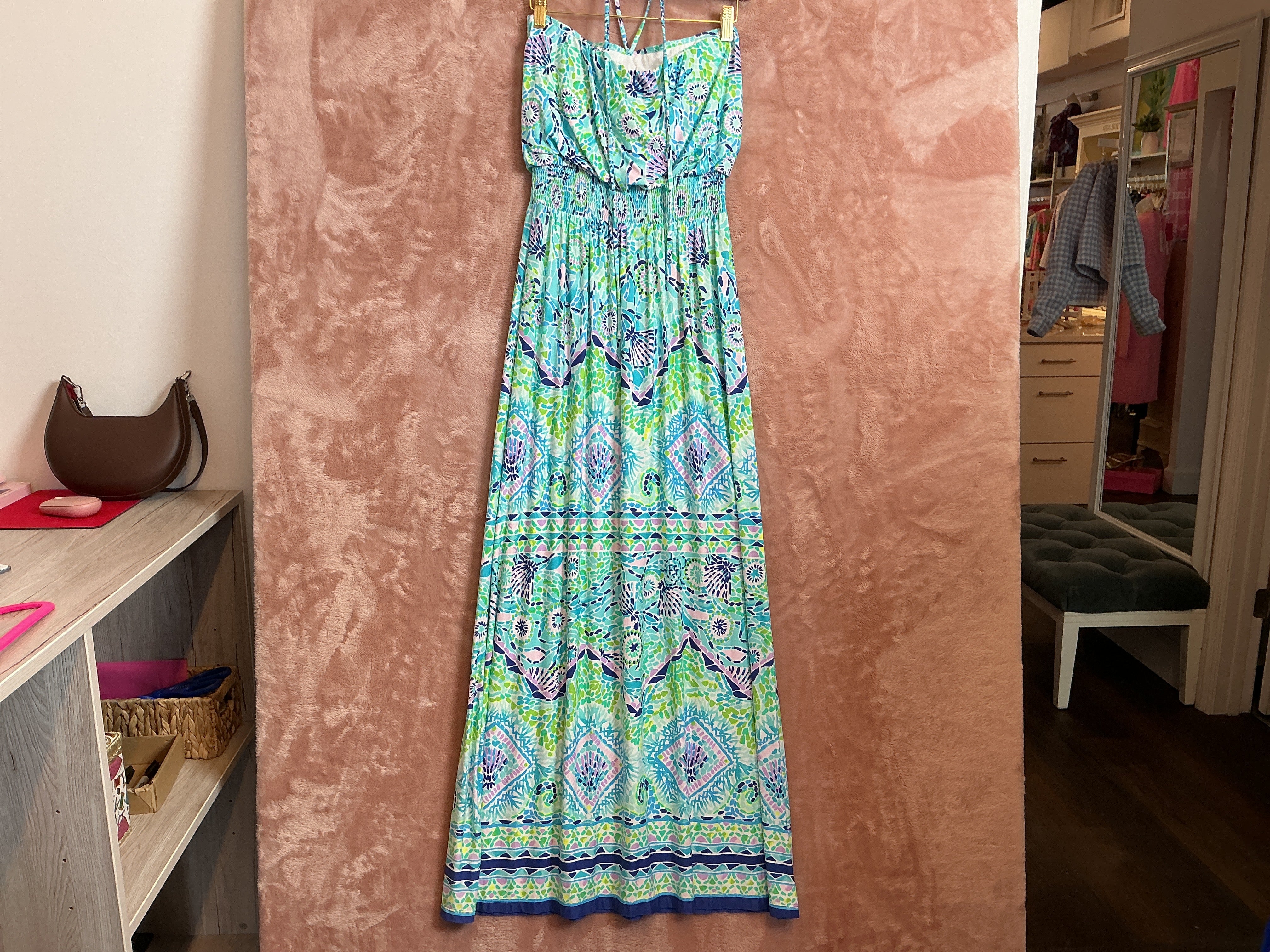 Lilly Pulitzer NWT Marine Maxi Dress Blue Ibiza Open Water Engineered Maxi - Size S