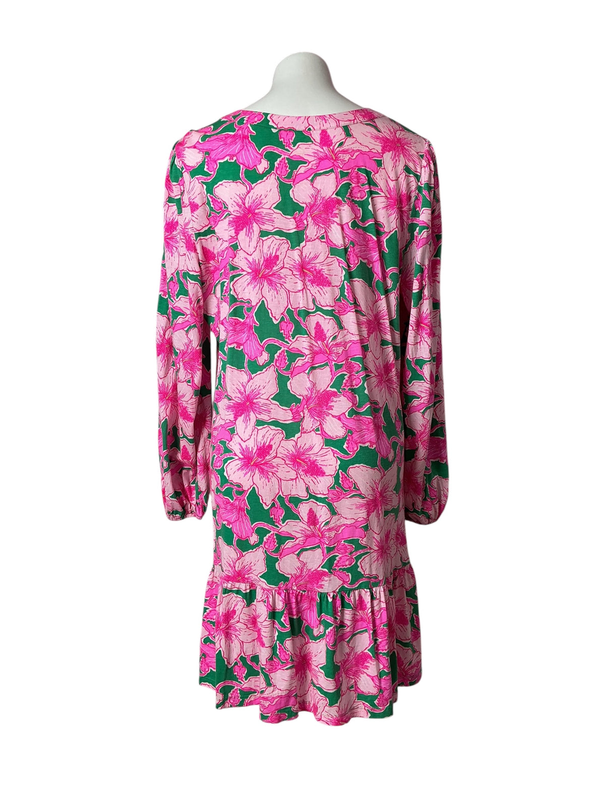 Lilly Pulitzer Alyssa Long Sleeve Dress Kelly Green Hibis Kiss - Size S