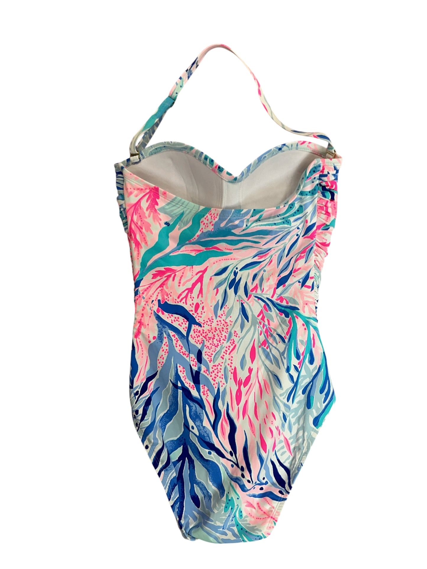 Lilly Pulitzer NWT Flamenco One Piece Swimsuit Crew Blue Tint Kaleidoscope Coral - Size 0