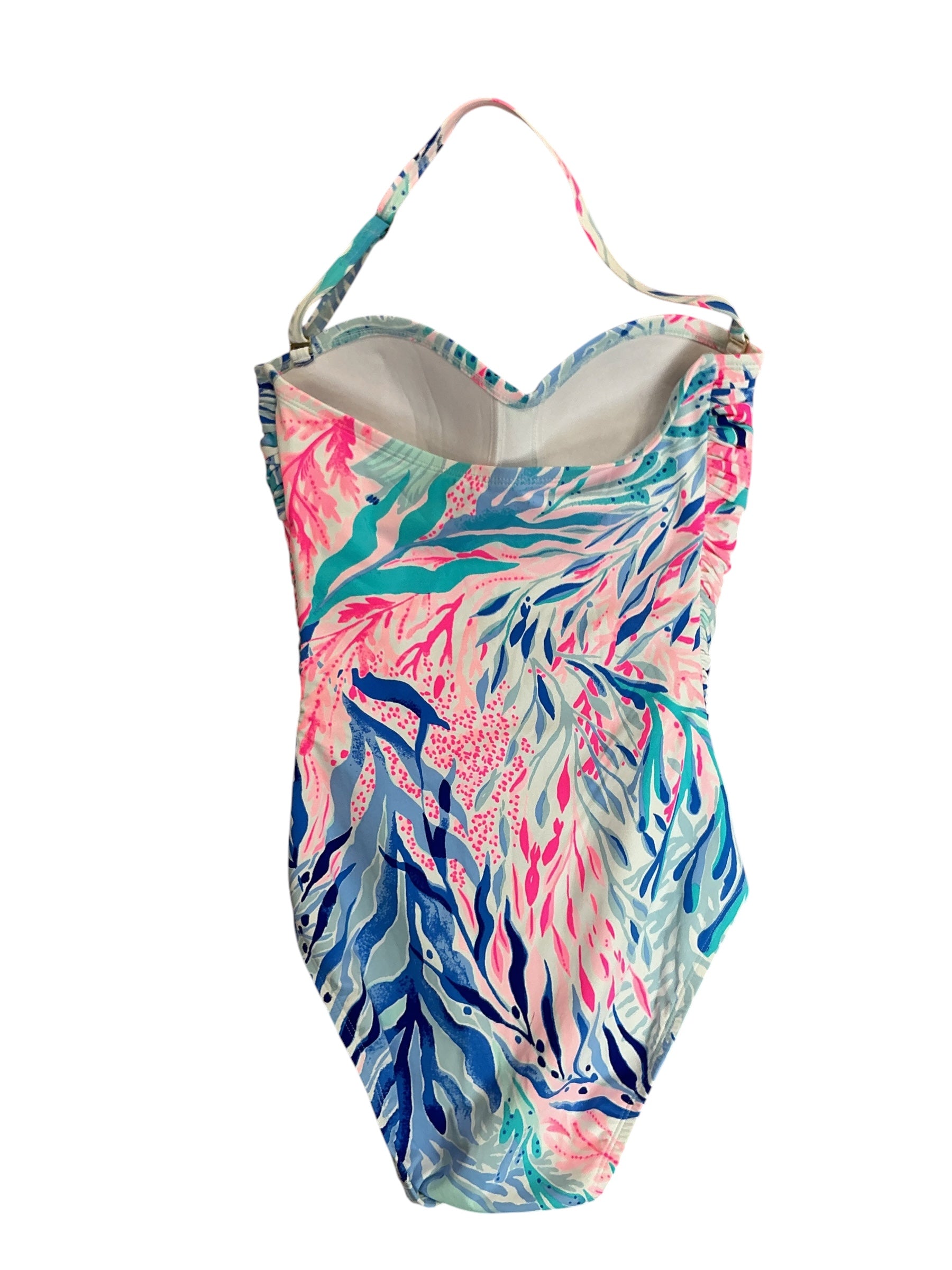 Lilly Pulitzer NWT Flamenco One Piece Swimsuit Crew Blue Tint Kaleidoscope Coral - Size 0