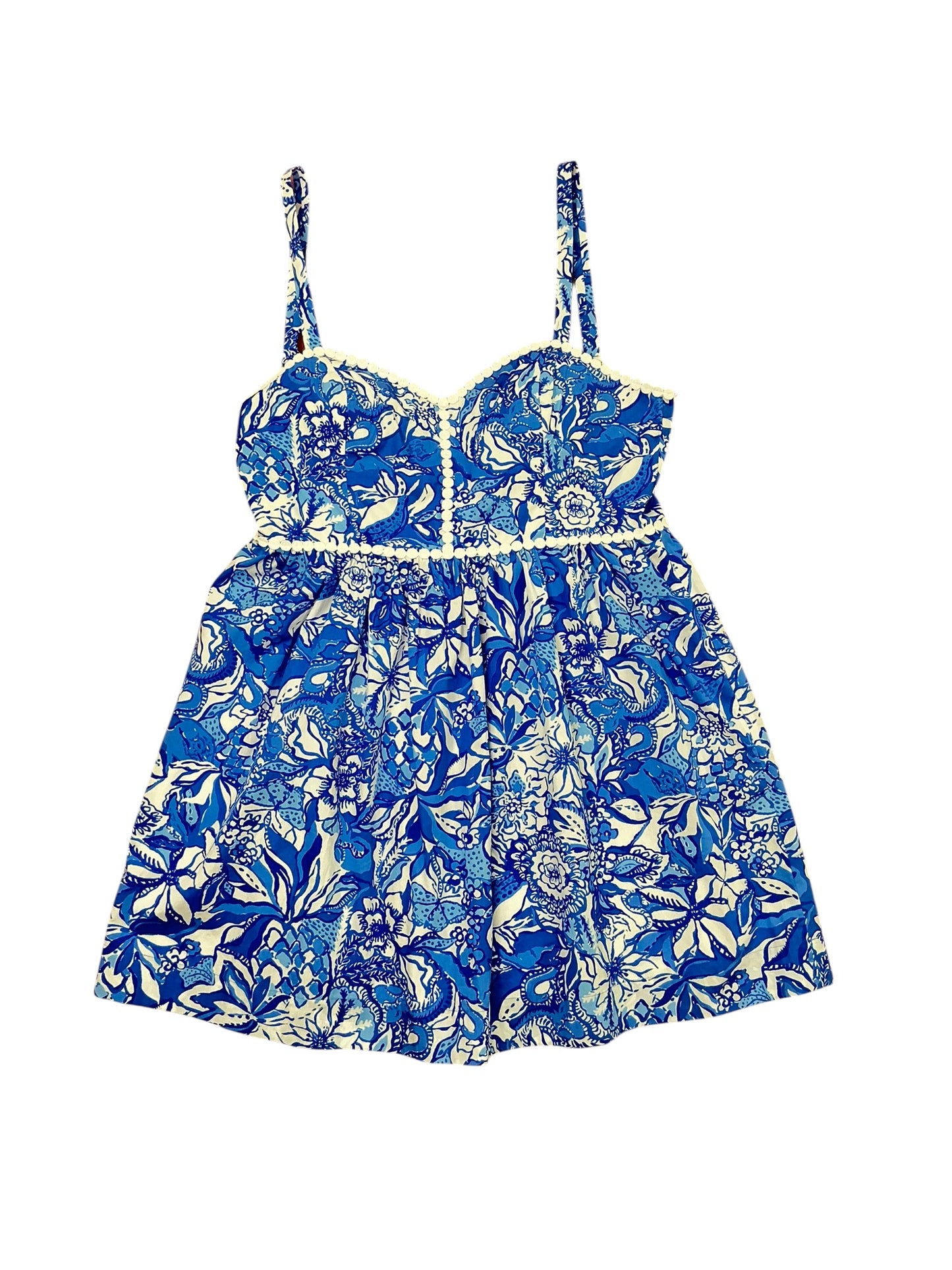 Lilly Pulitzer NWT - Haylan Cotton Dress - Blue Tango Flocking Fabulous - Size 14