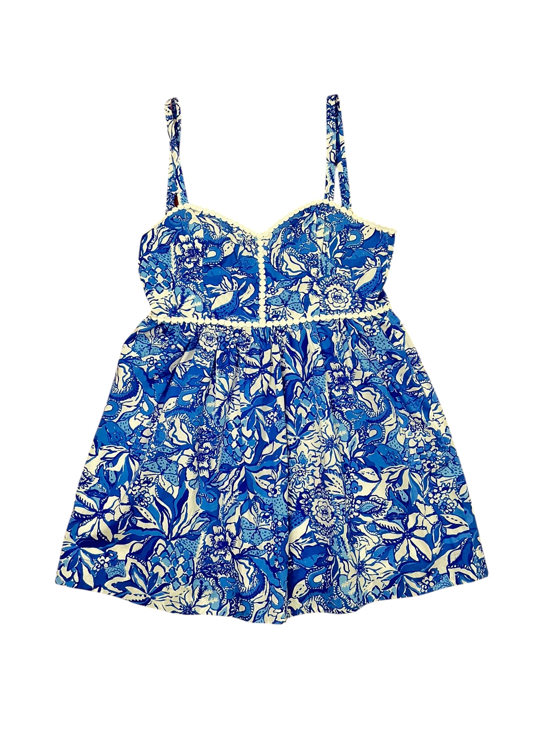 Lilly Pulitzer NWT - Haylan Cotton Dress - Blue Tango Flocking Fabulous - Size 14