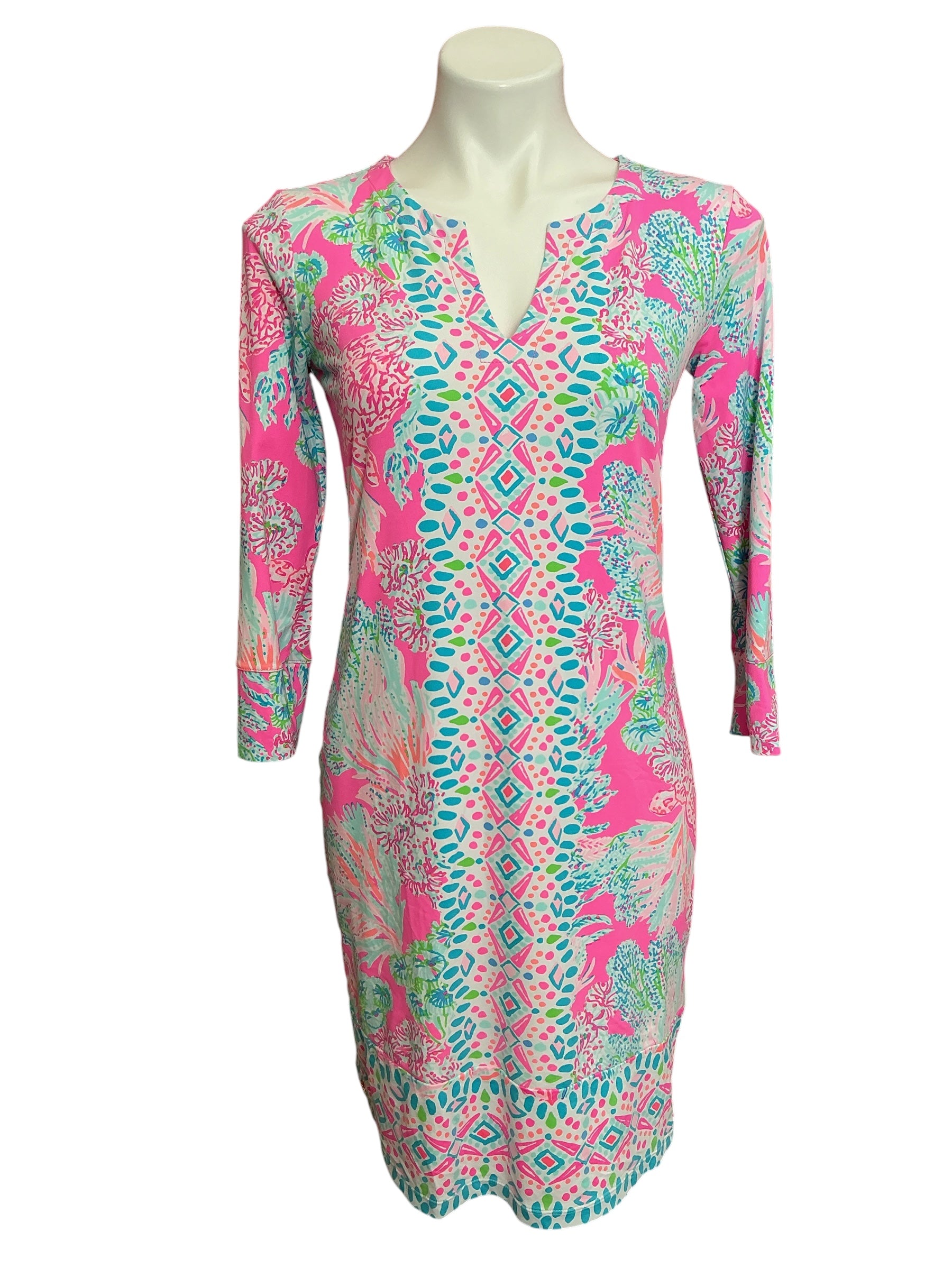 Lilly Pulitzer Nadine Dress ChillyLilly UPF 50+ Pink Isle Blooming For You Engineered - Size S