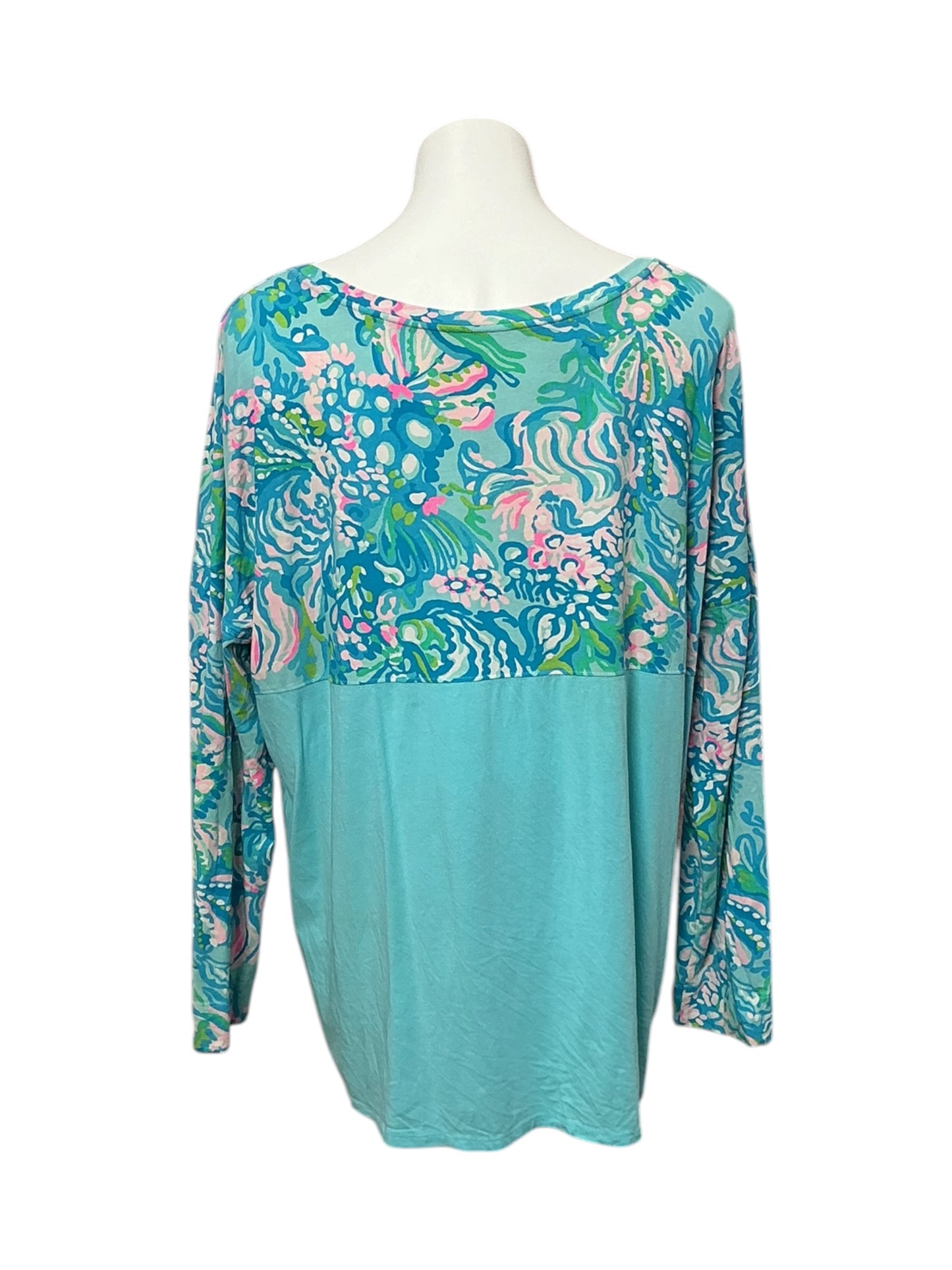 Lilly Pulitzer Finn Top Aqua La Vista print - Size XXL