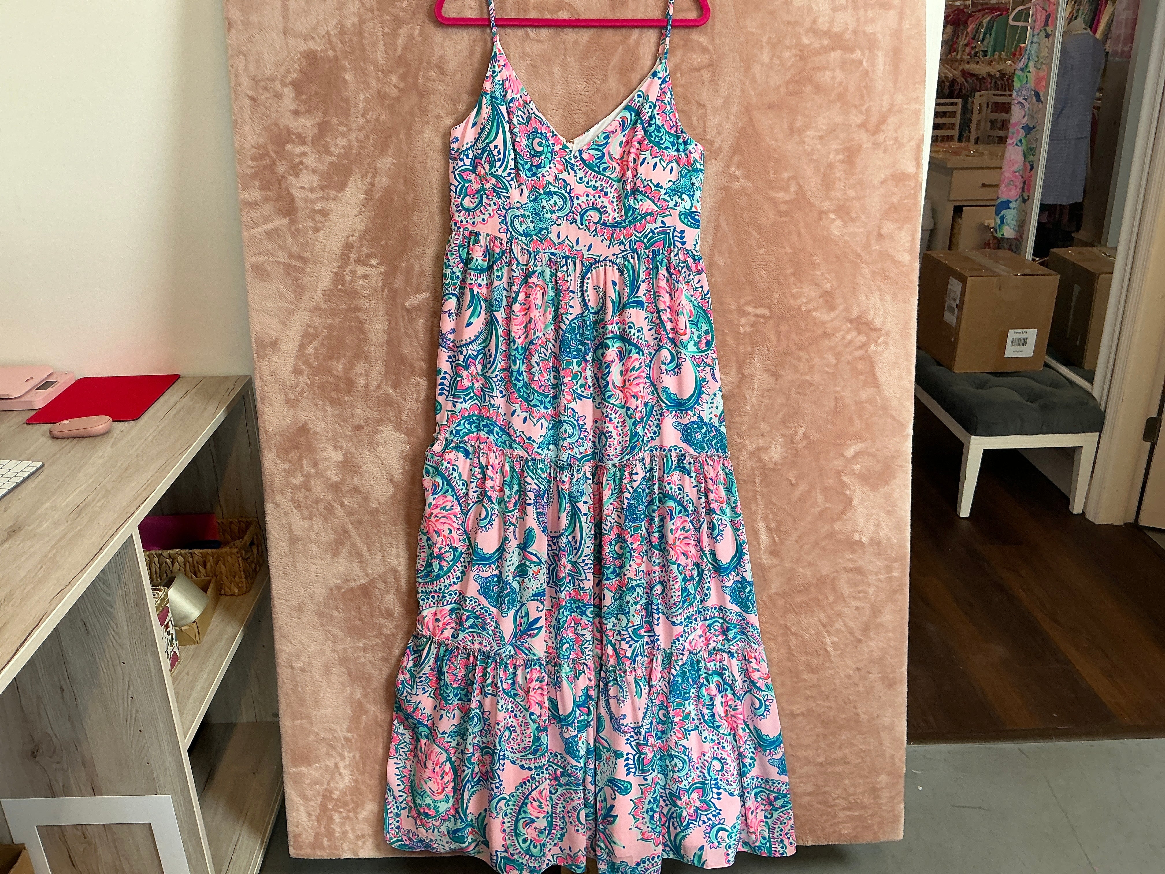 Lilly Pulitzer NWT - Melody Maxi Dress - Pink Tropics Tint Tangerine Dream - Size 16