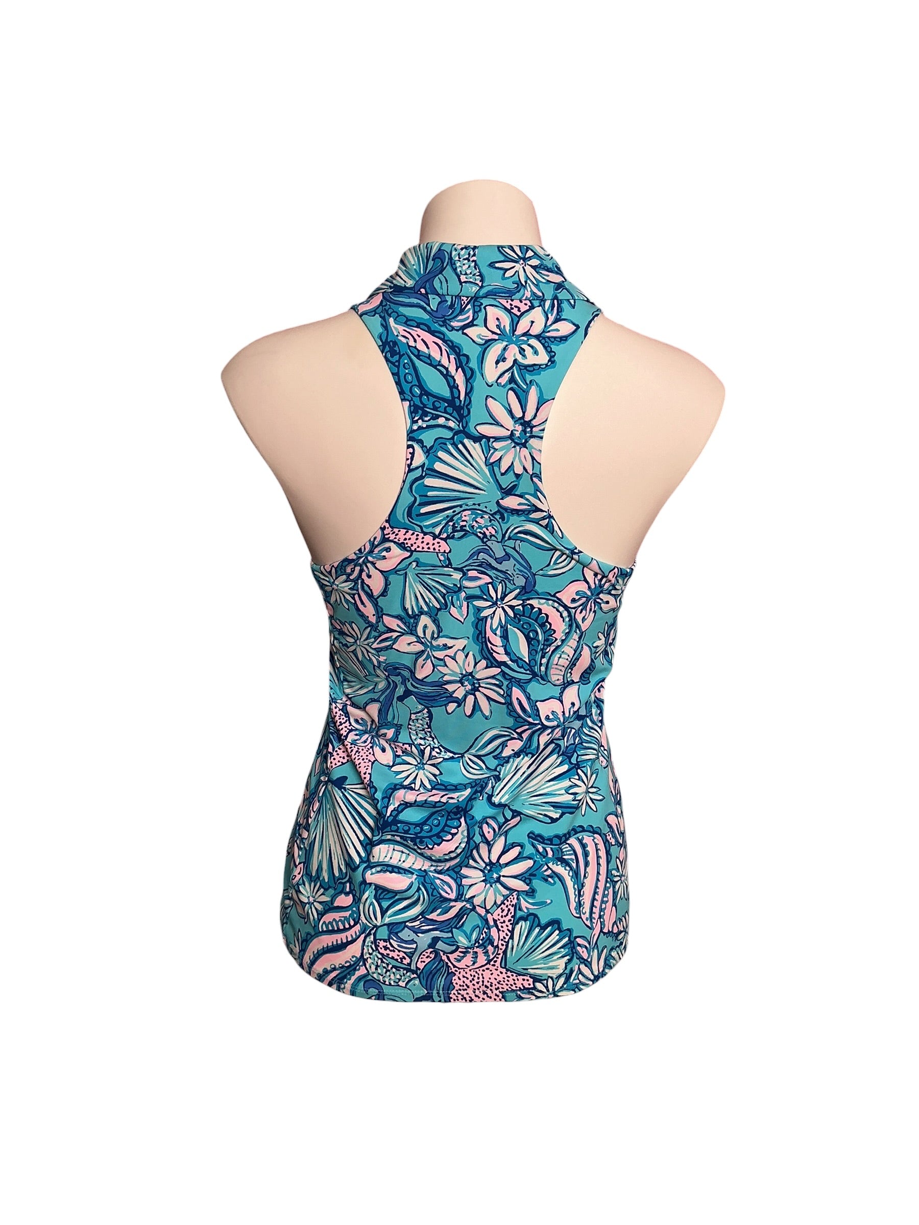 Lilly Pulitzer Lakelyn Bra Polo UPF 50+ Amalfi Blue Sound the Sirens - Size S