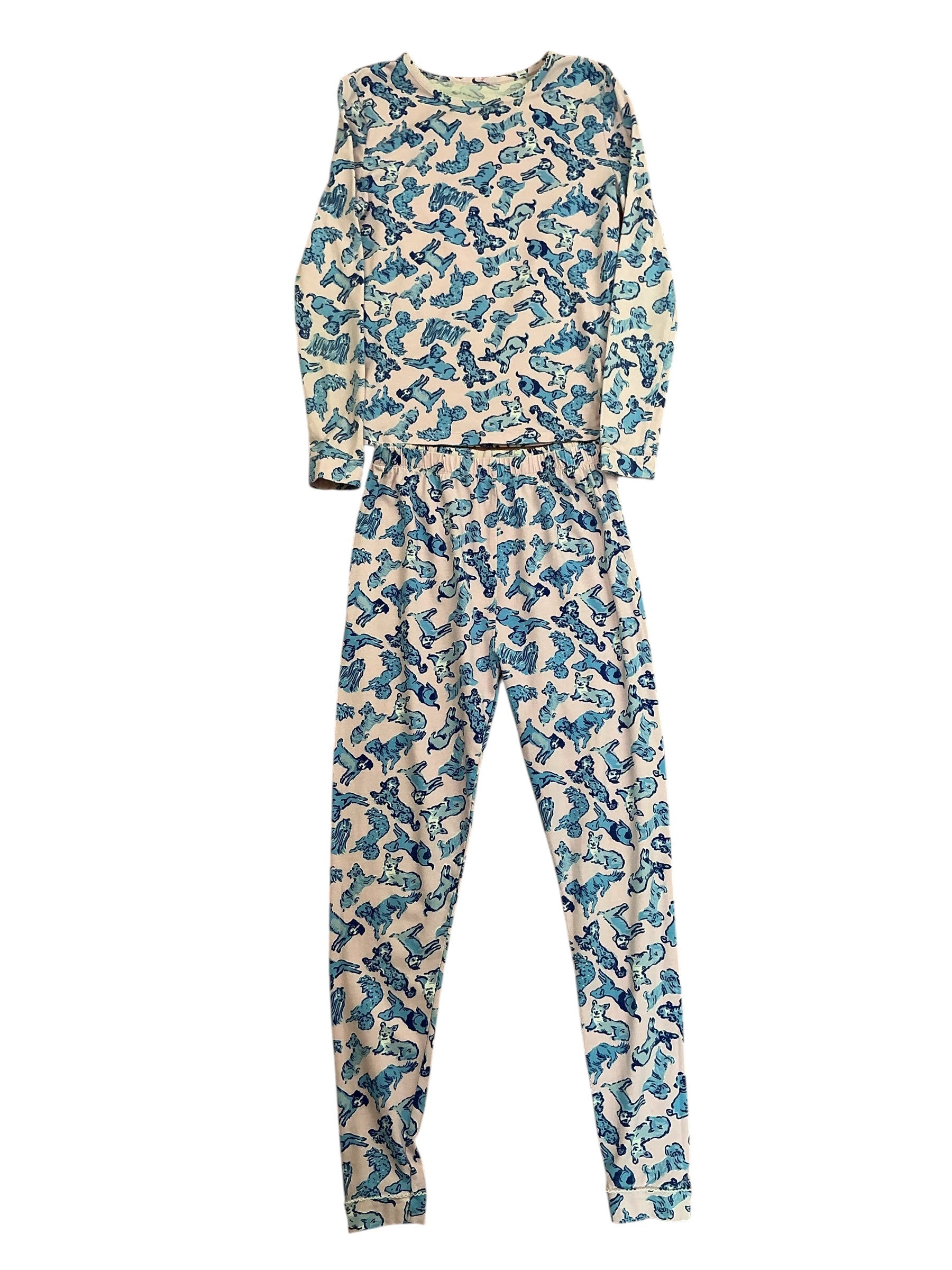 Lilly Pulitzer Girls Mini Sammy Pajama Set Galloping Gals Zanzibar Blue - Size 14