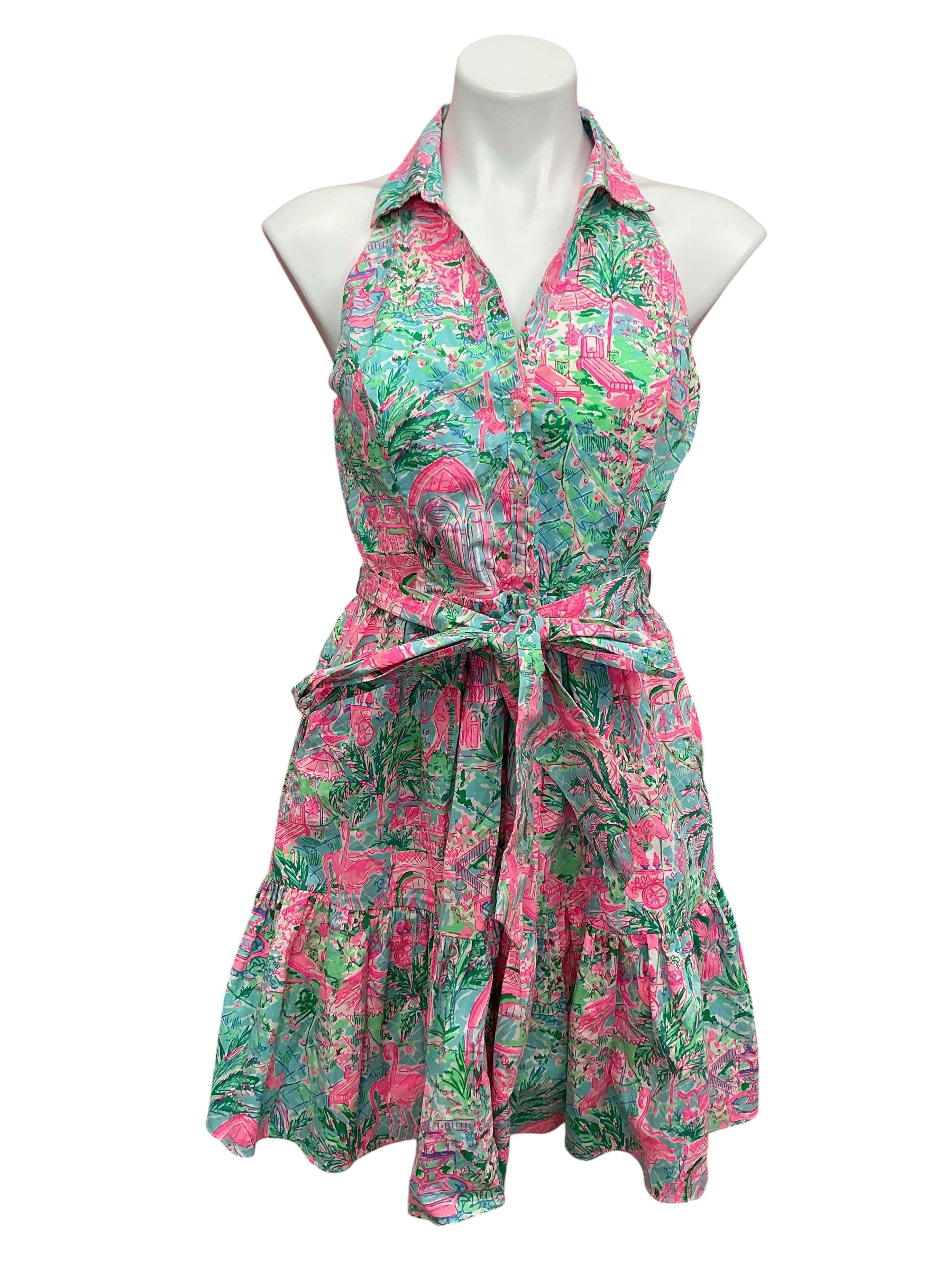 Lilly Pulitzer Trisha Stretch Shirtdress Bali Blue Spotted On Worth - Size 6