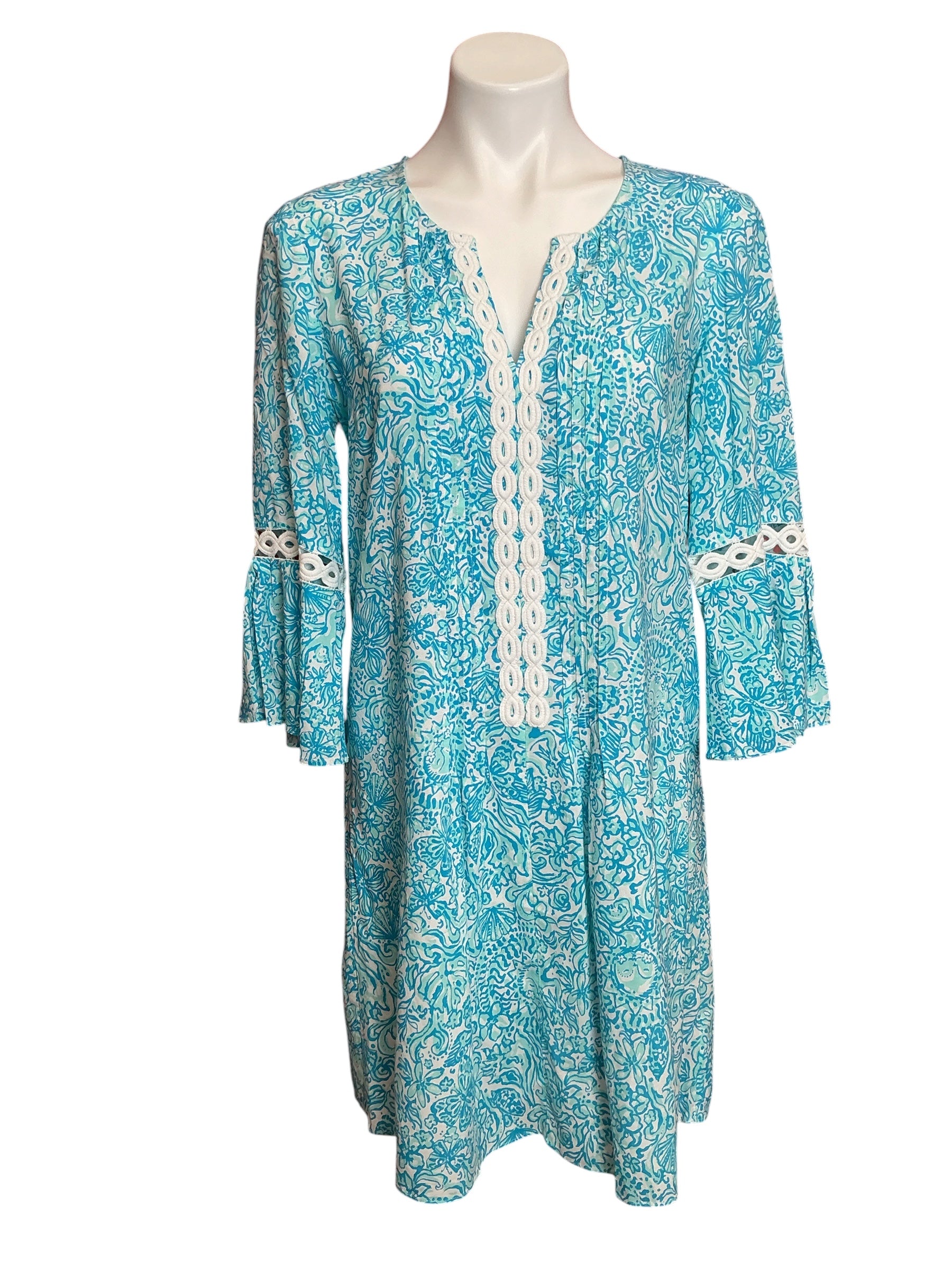 Lilly Pulitzer NWT Hollie 3/4 Sleeve Tunic Resort White Took Me By Sunrise - Size M