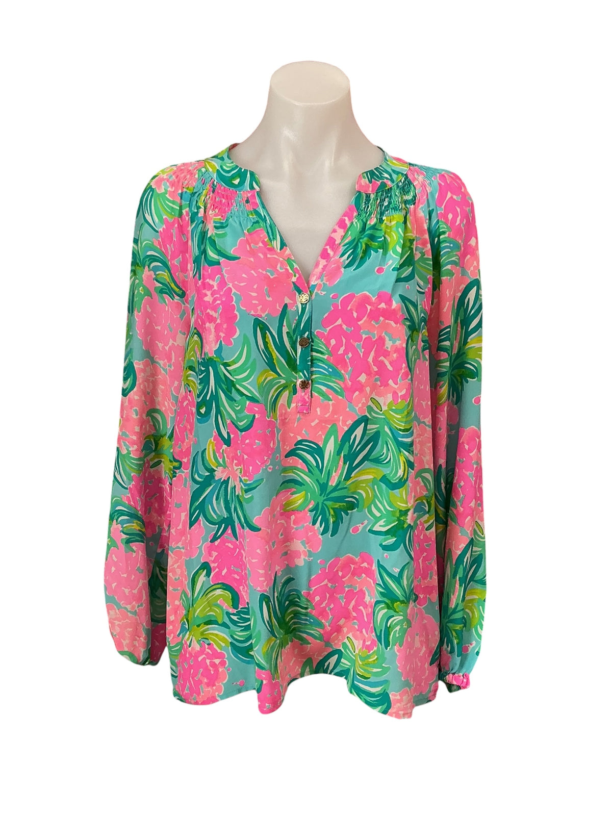 Lilly Pulitzer Elsa Silk Top Pineapple Shake - Size S