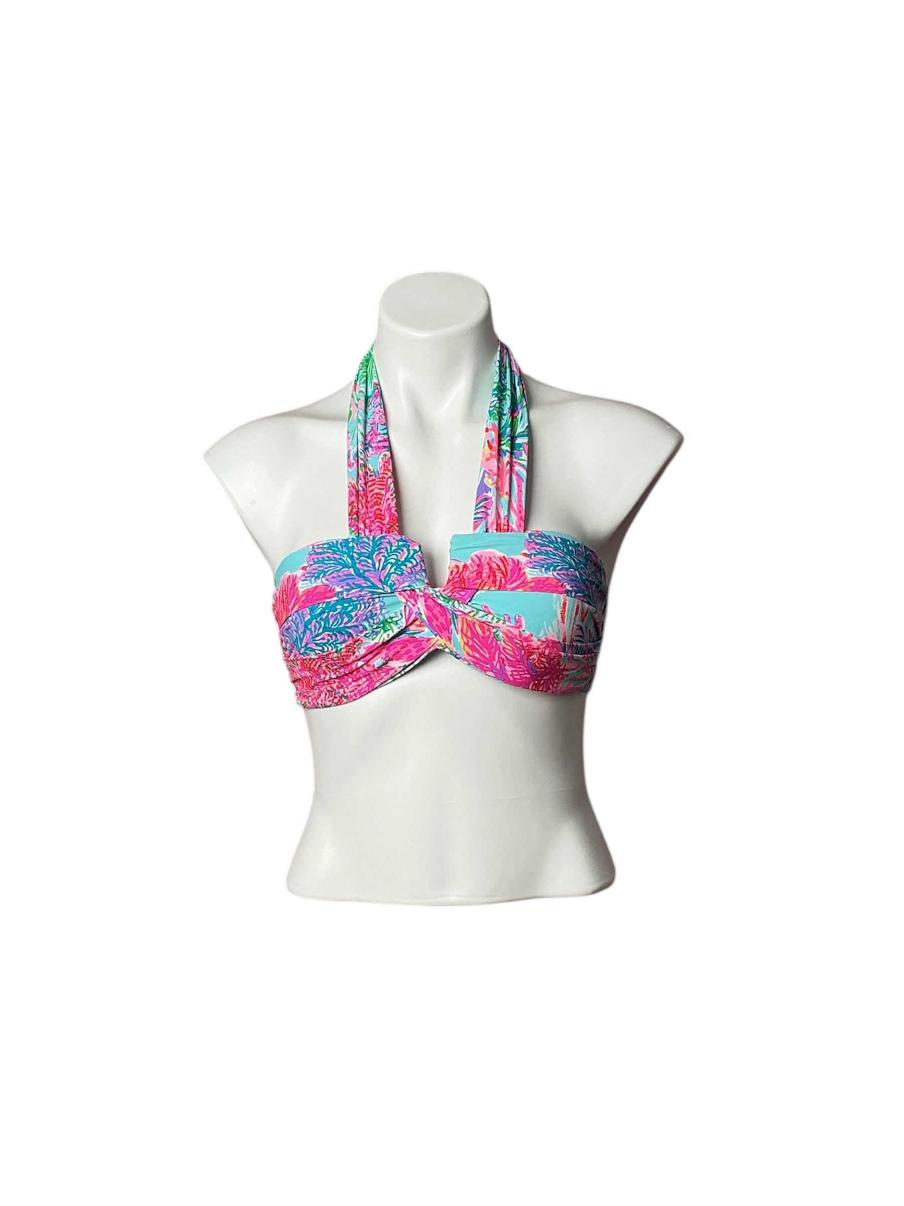 Lilly Pulitzer Eddee Bandeau Bikini Top In Celestial Blue Cay To My Heart - Size 6