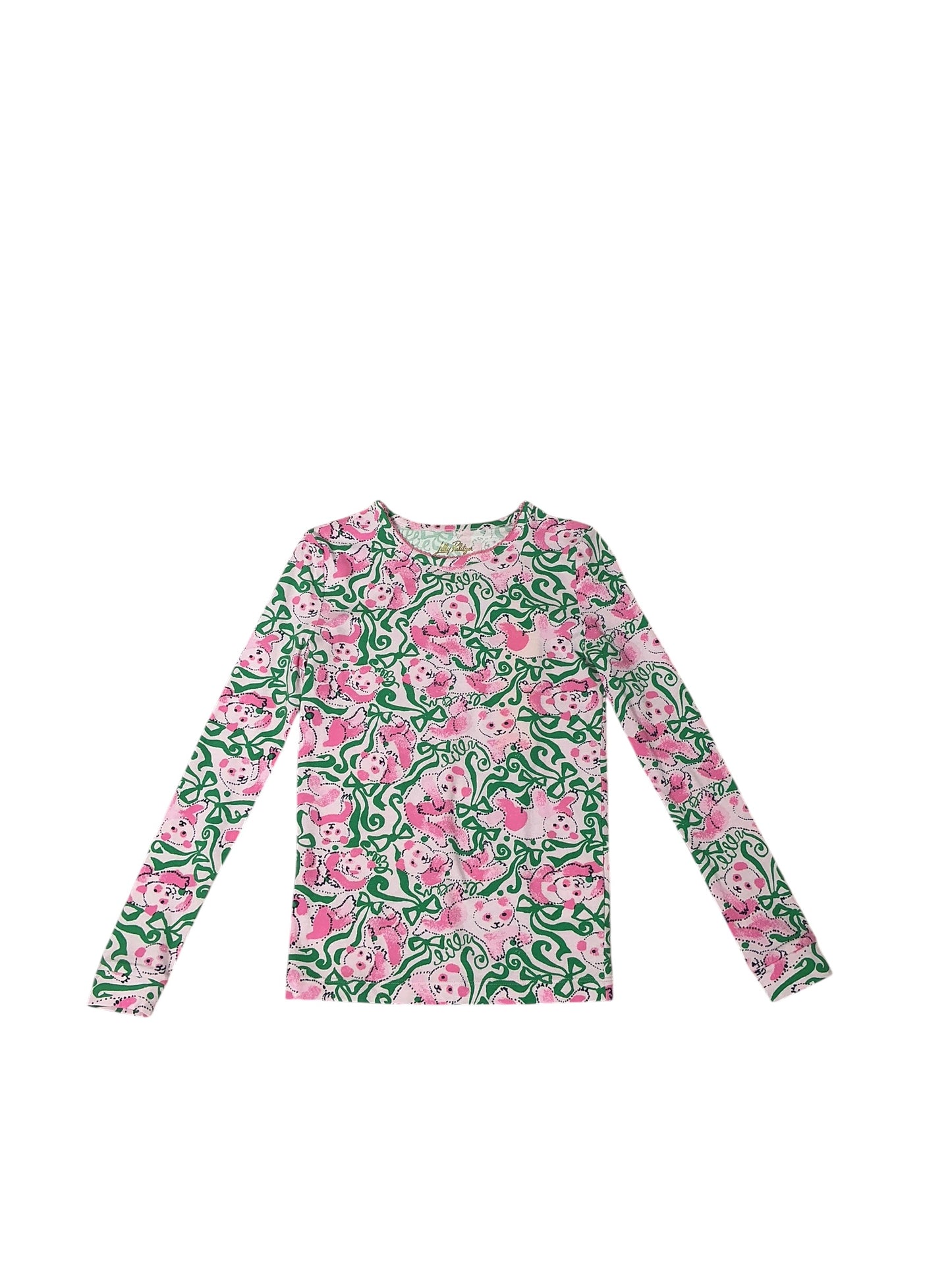 Lilly Pulitzer NWT Girls Mini Sammy Pajama Set Pink Quartz Panda N Bows - Size 14