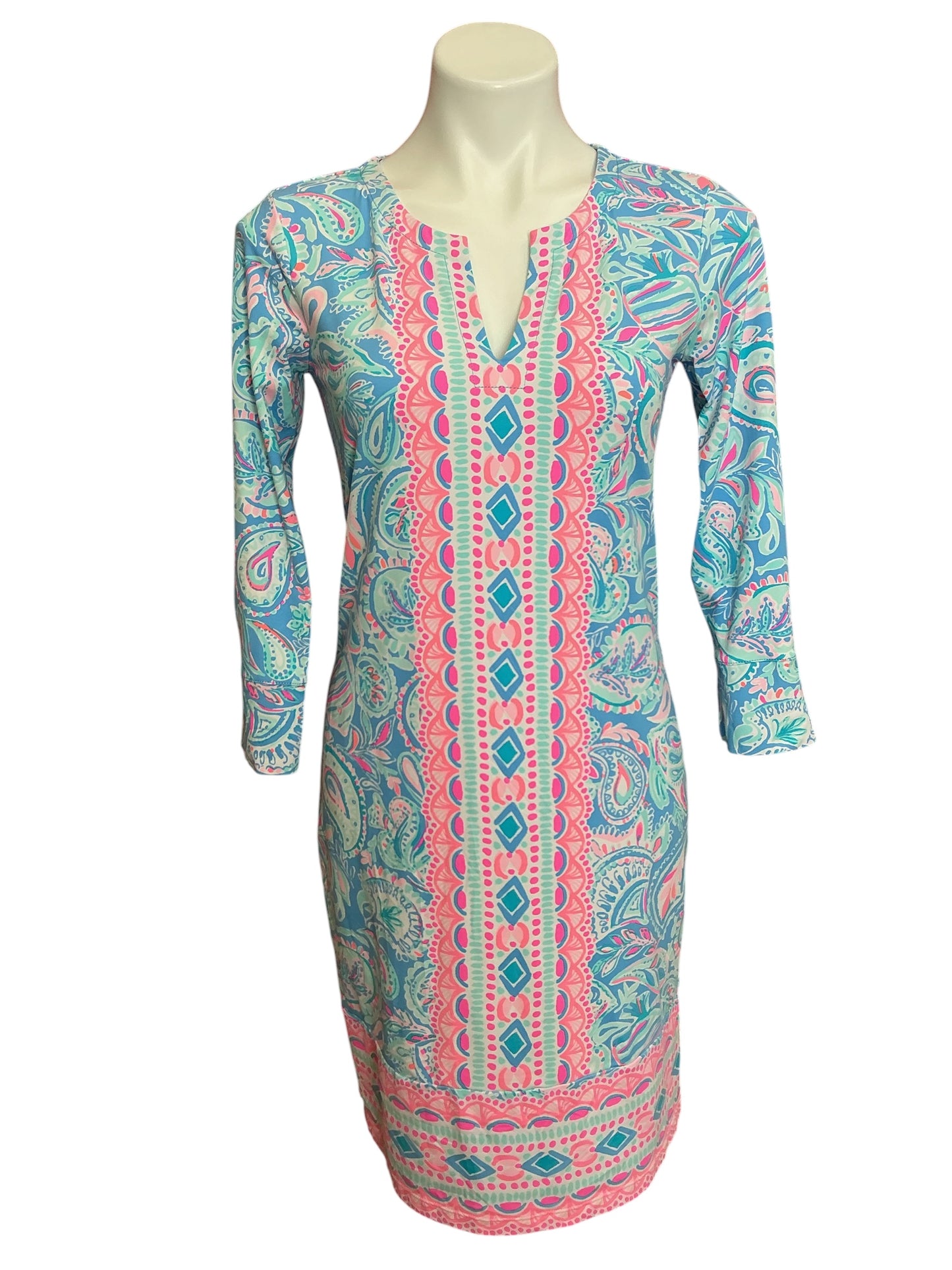 Lilly Pulitzer Nadine Dress ChillyLilly UPF 50+ Zanzibar Blue Fish Kiss - Size S