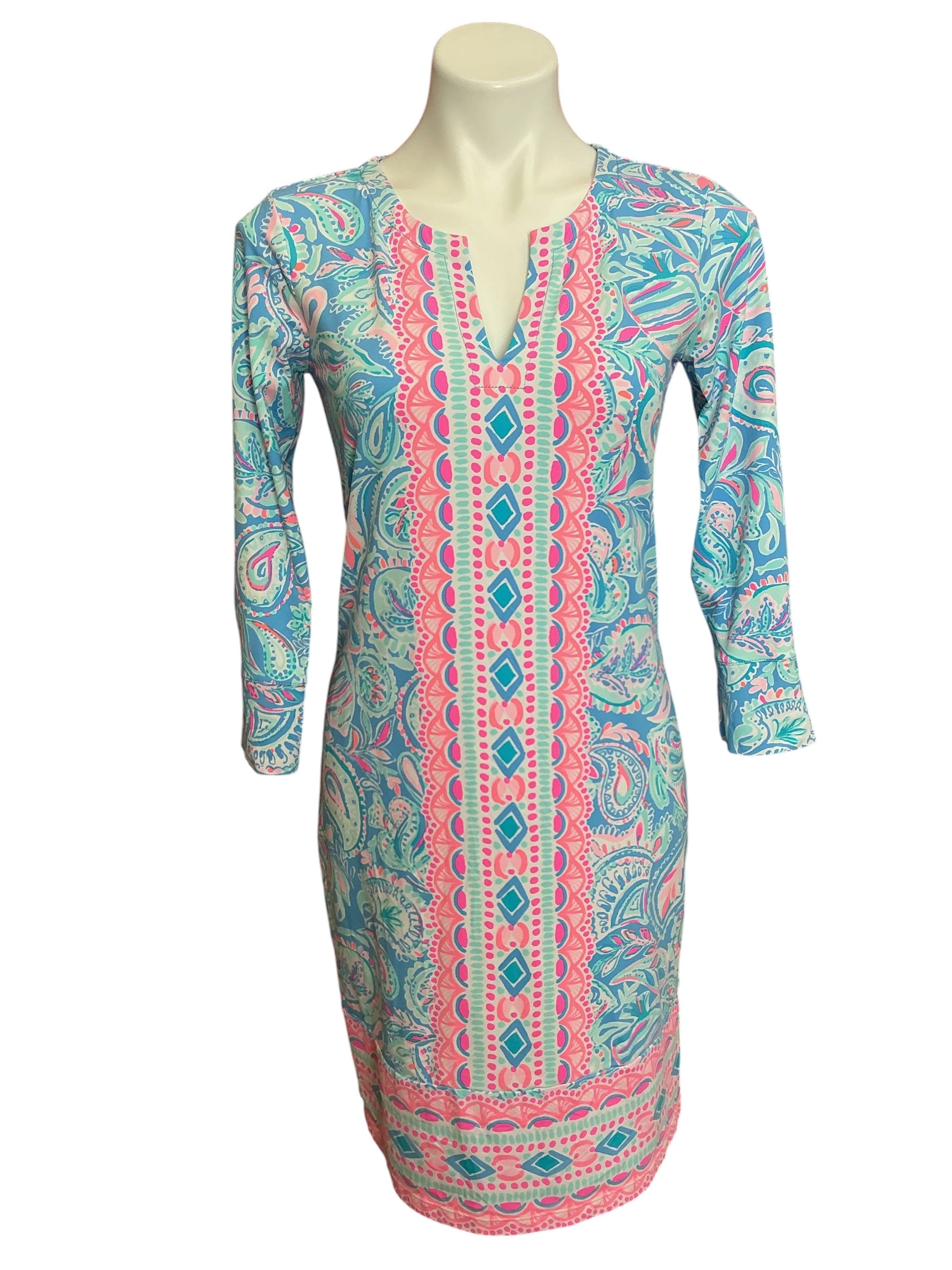 Lilly Pulitzer Nadine Dress ChillyLilly UPF 50+ Zanzibar Blue Fish Kiss - Size S