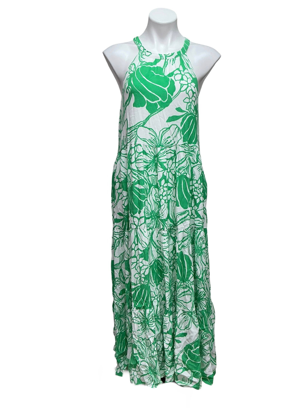 Lilly Pulitzer Beccalyn Halter Maxi Dress Spearmint Oversized Kiss My Tulips - Size S