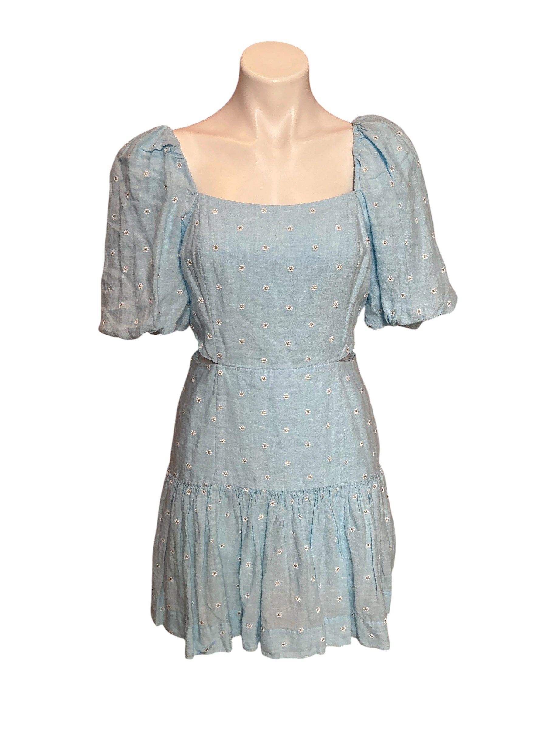 Lilly Pulitzer NWT Kylanne Elbow Sleeve Embroidered Linen Dress Hydra Blue You Drive Me Daisy Embroidered Linen - Size 4