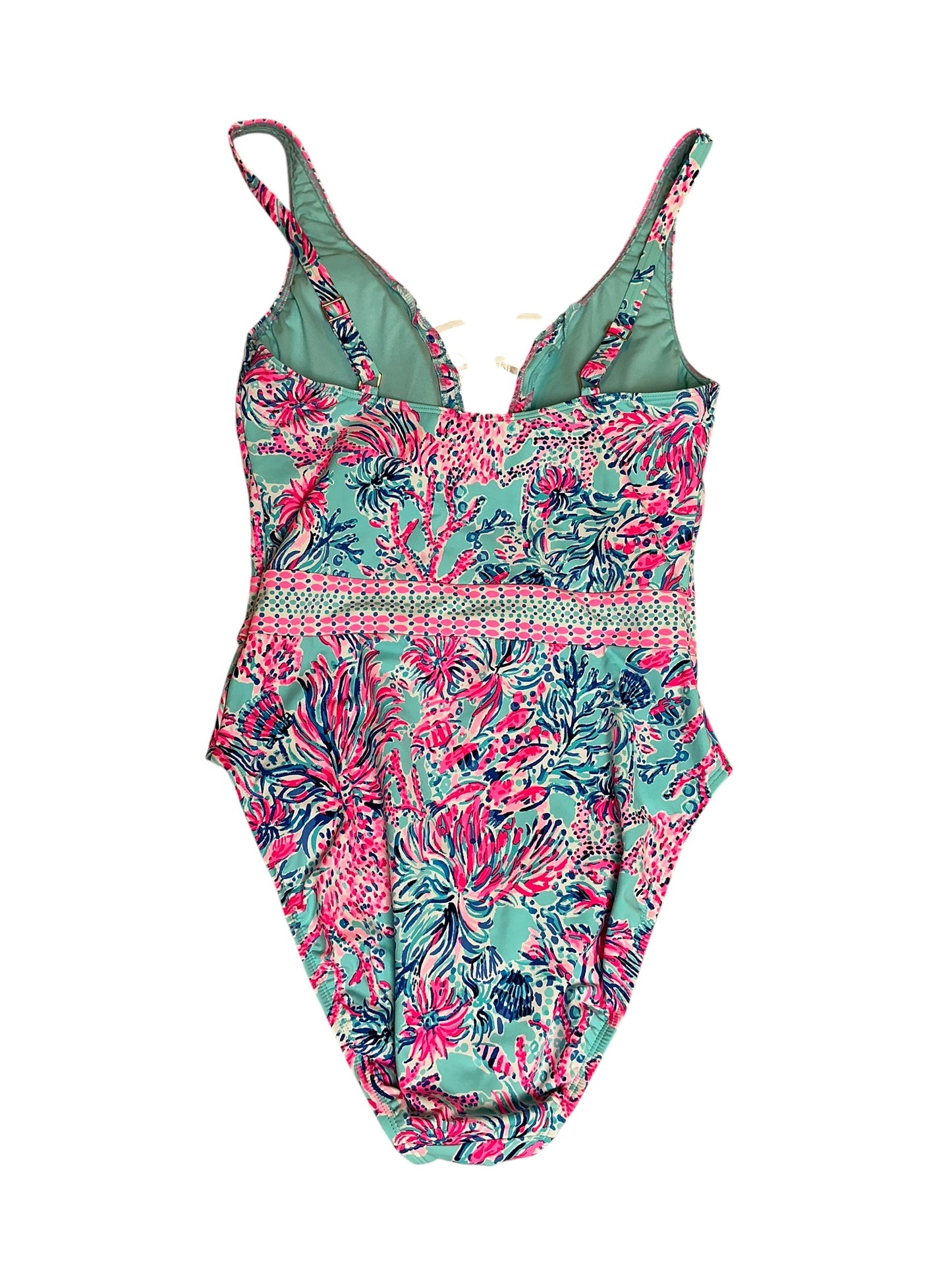 Lilly Pulitzer Caseylee Lattice One-Piece Swimsuit Celestial Blue Seek and Sea - Size 10