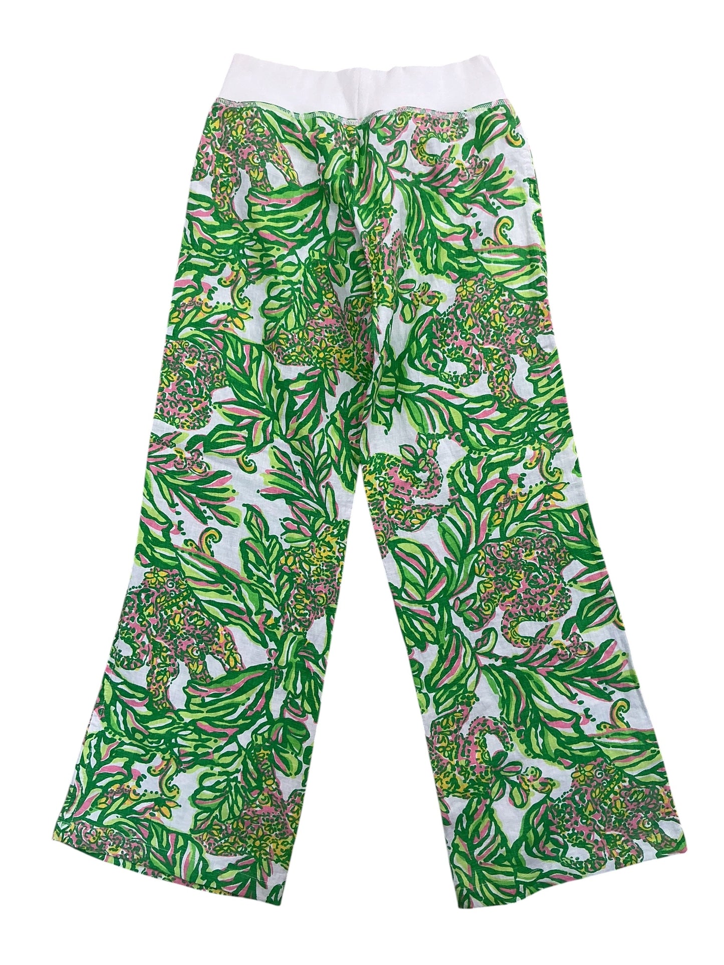 Lilly Pulitzer Beach Pants Resort White Seeing Pink Elephants - Size S
