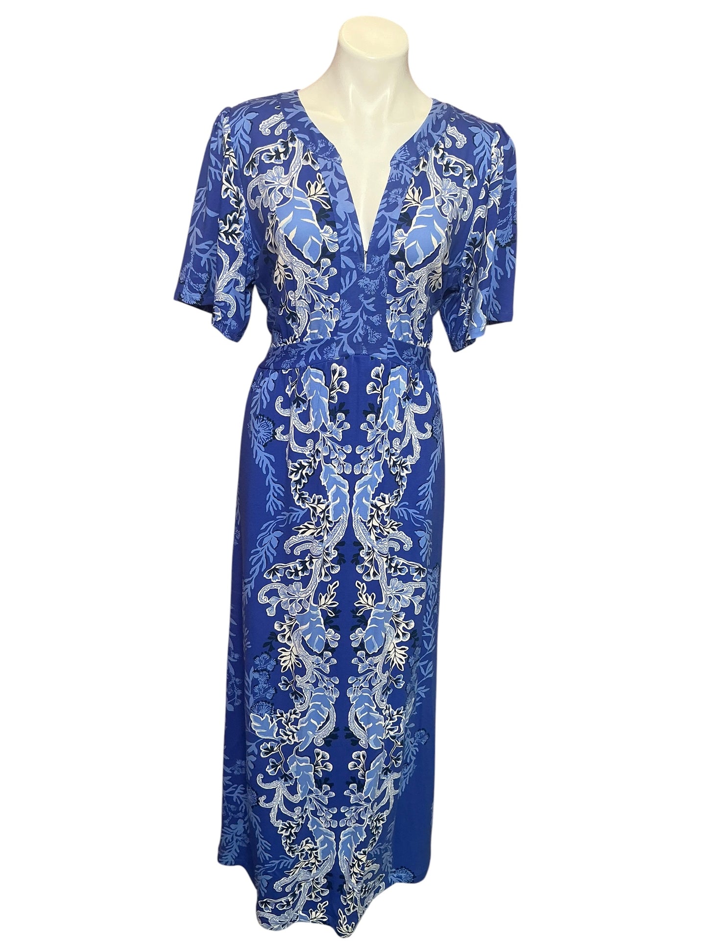 Lilly Pulitzer Remelle Maxi Dress Alba Blue Baja Cove Engineered - Size 16