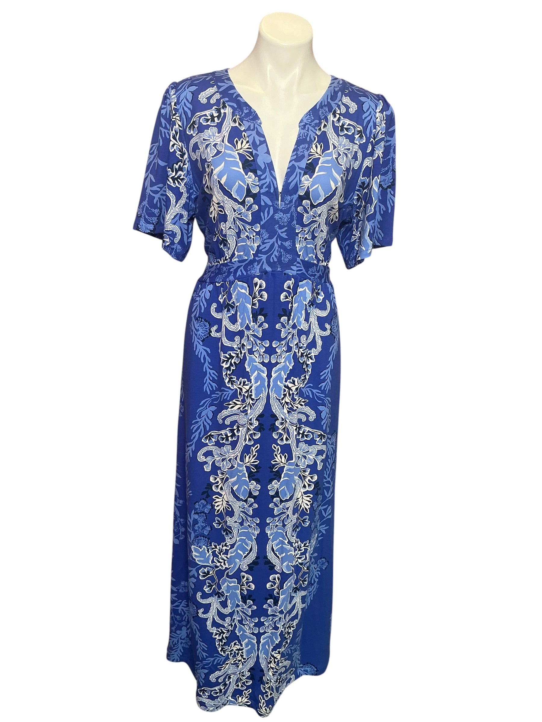 Lilly Pulitzer Remelle Maxi Dress Alba Blue Baja Cove Engineered - Size 16