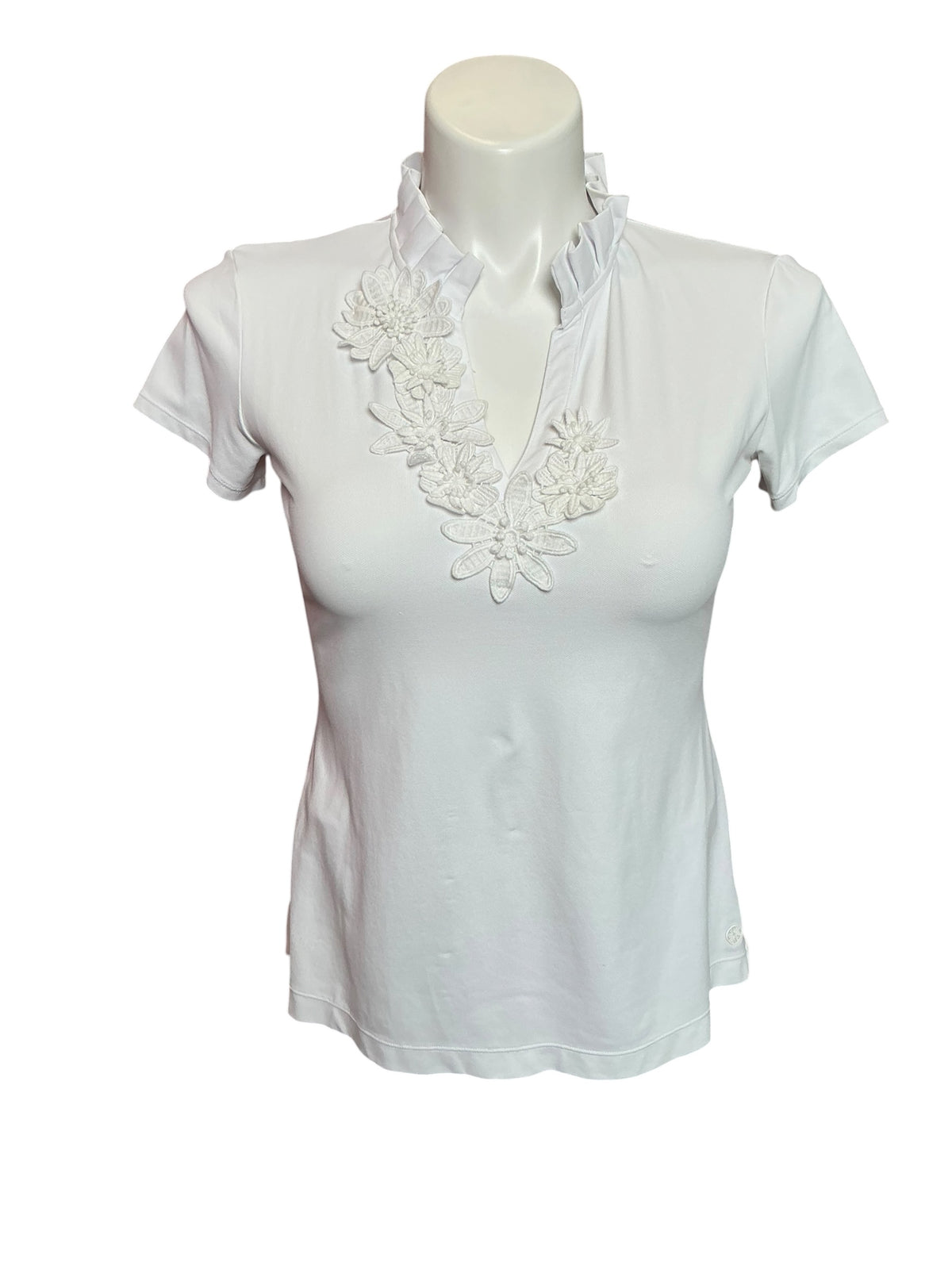 Lilly Pulitzer UPF 50+ Luxletic Frida Flower Polo Resort White - Size M