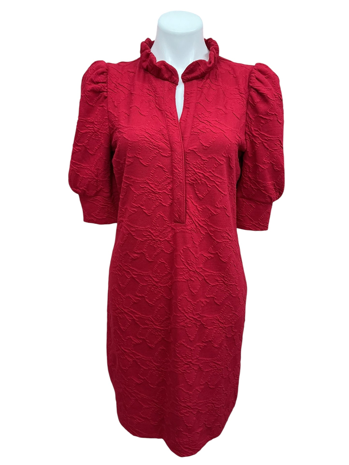Lilly Pulitzer Elsey Popover Dress Malbec Red Knit Pucker Jacquard - Size M