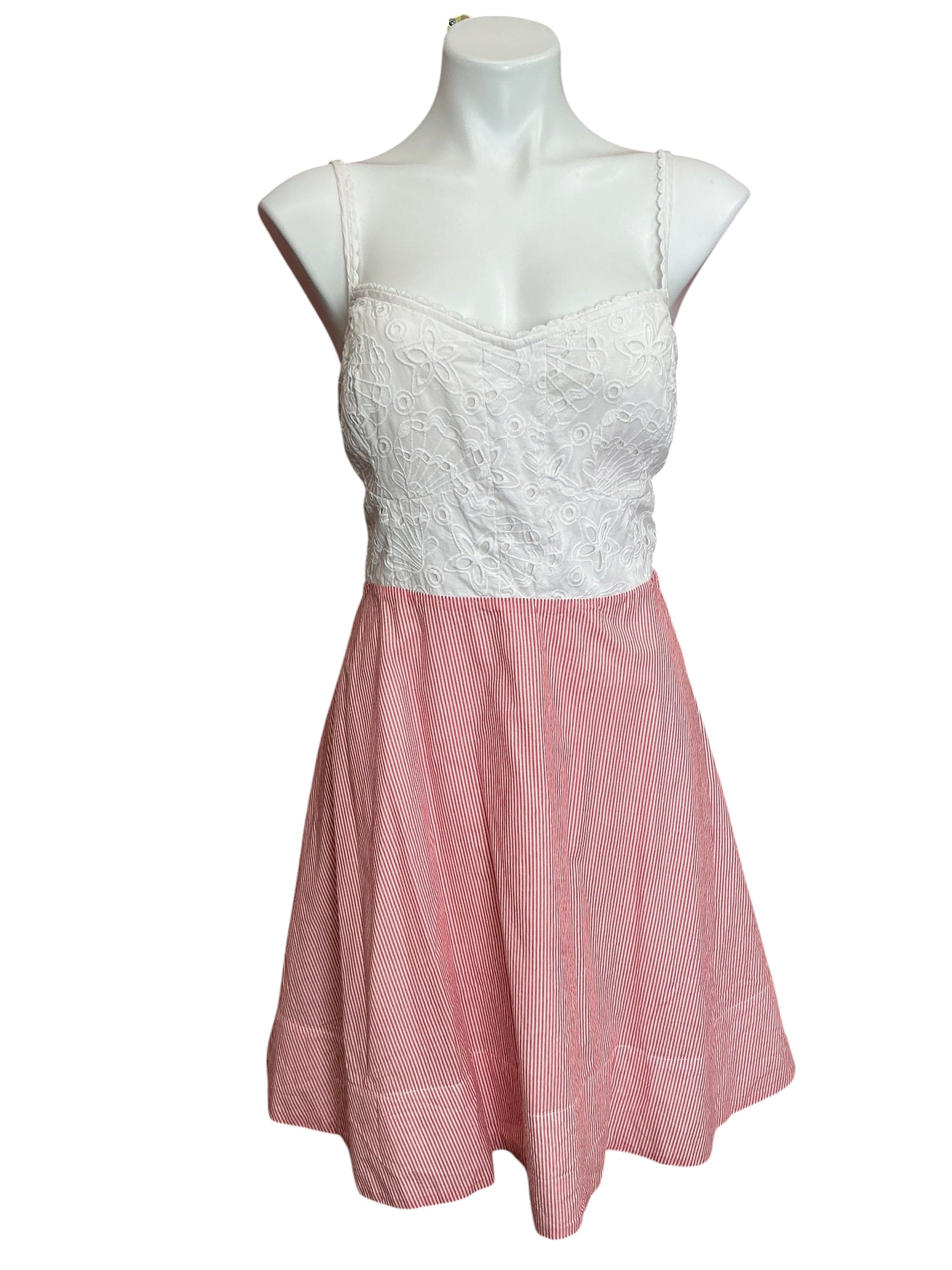 Lilly Pulitzer Winslow Eyelet Stripe Dress Mizner Red Seaside Stripe - Size 16